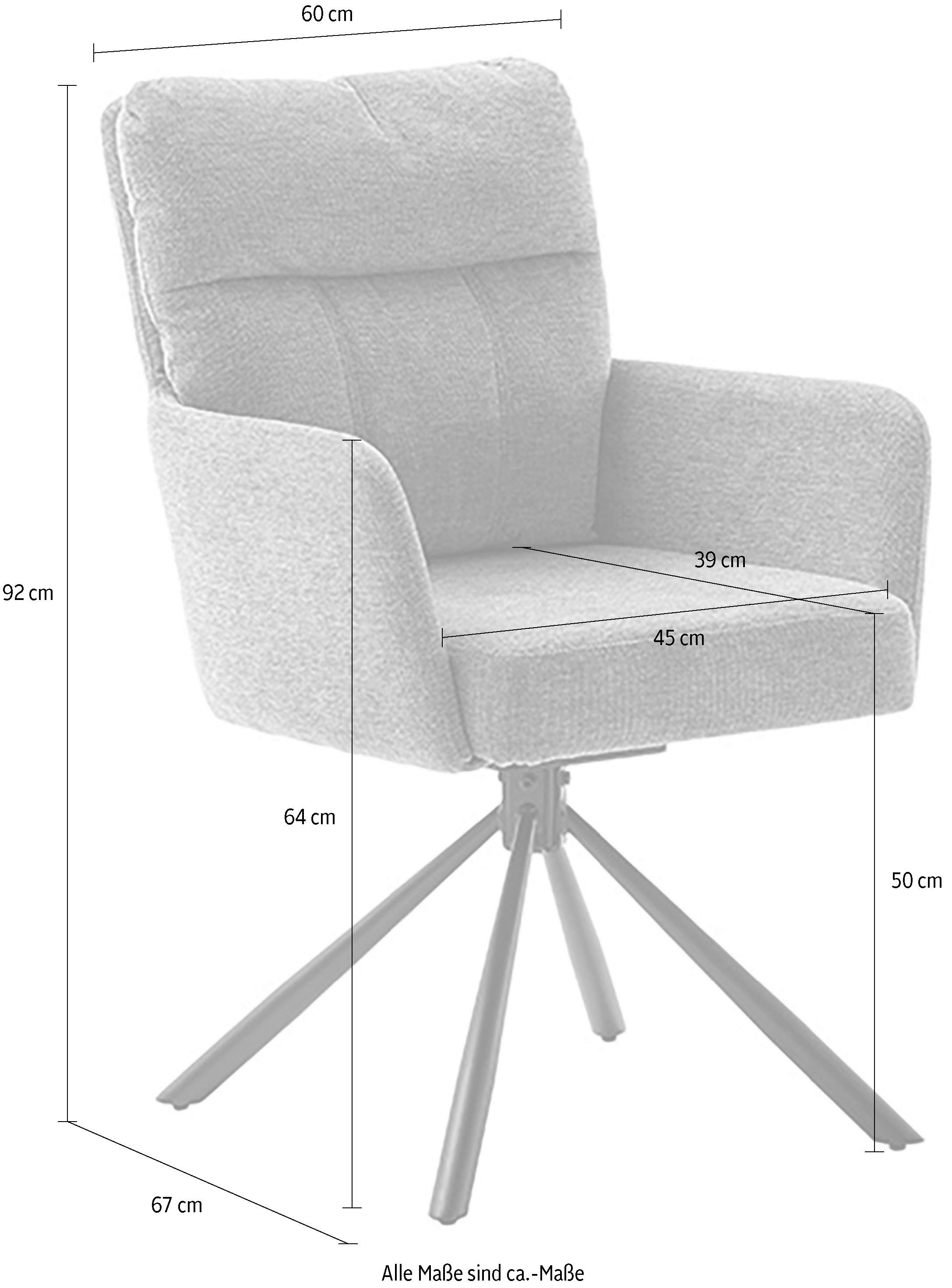 MCA furniture Eetkamerstoel (2-set), draaibaar 180°, pocketvering, zithoogte ca. 50 cm