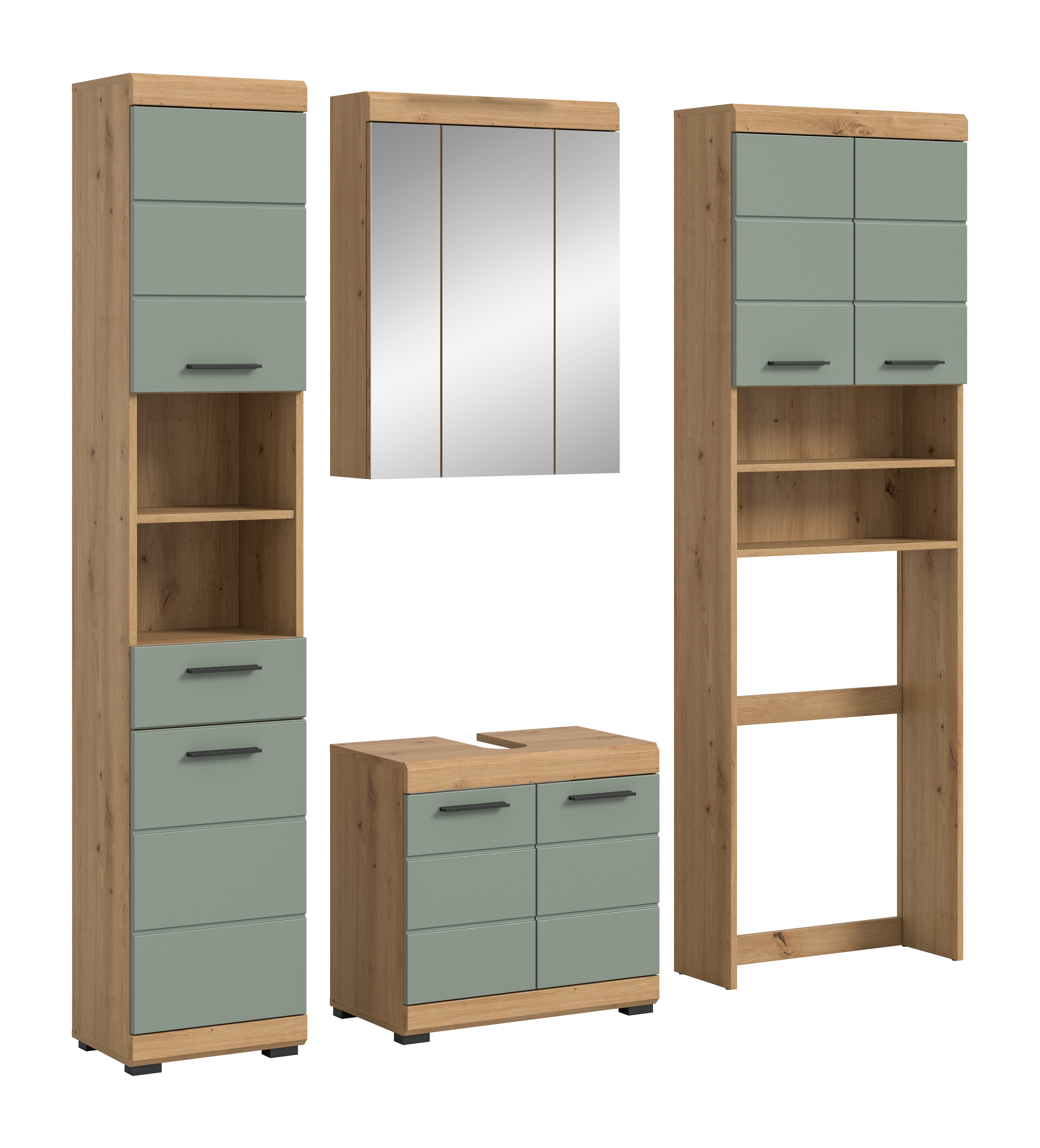 INOSIGN Badkamerserie Siena, 4-delig, bestaande uit: Hoge kast, WBU, spiegelkast, wasmachine ombouwkast (set, 4-delig) badmeubelsets