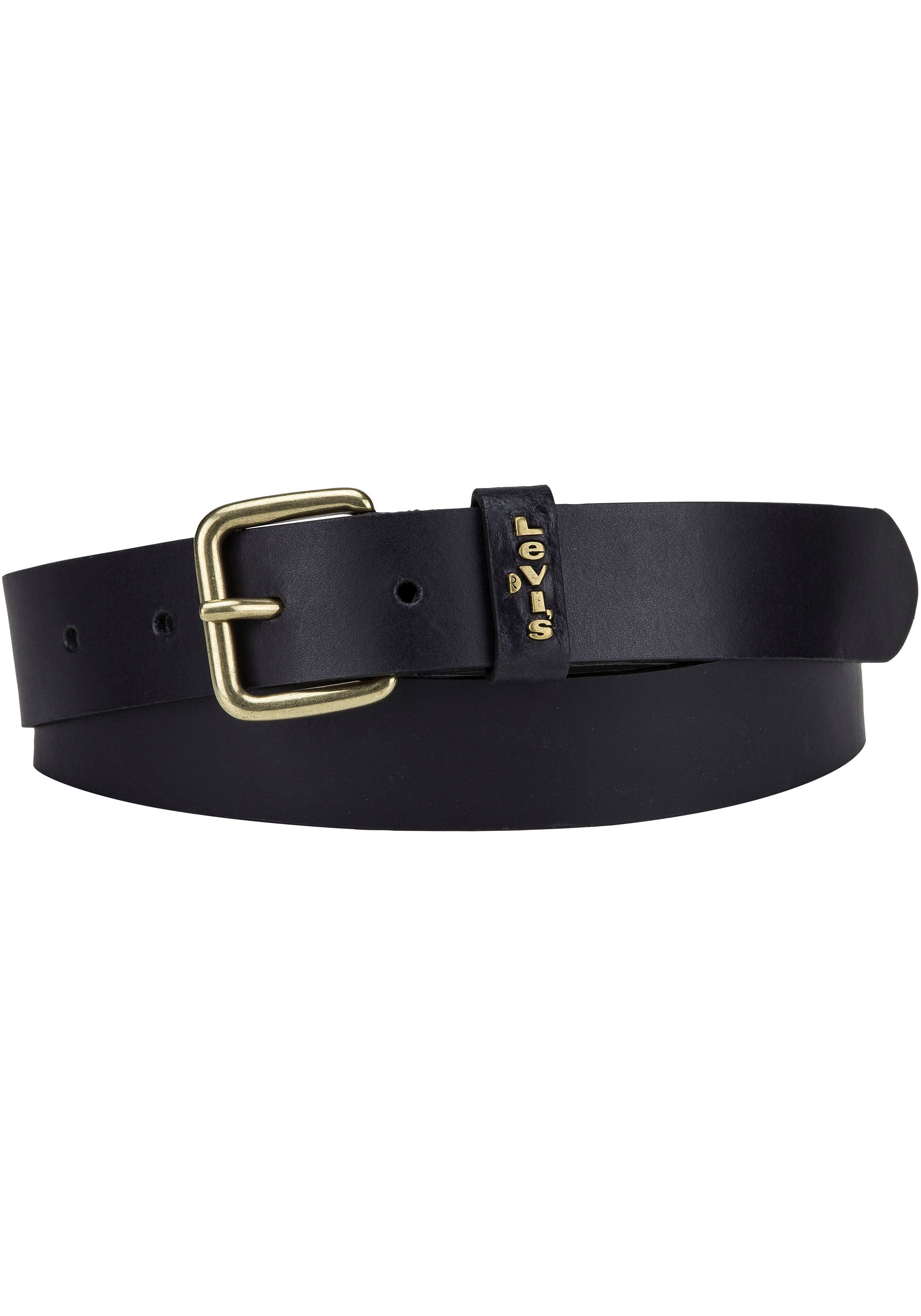 Levi's® Leren riem Calypso met vierkante sluiting en gouden afwerking
