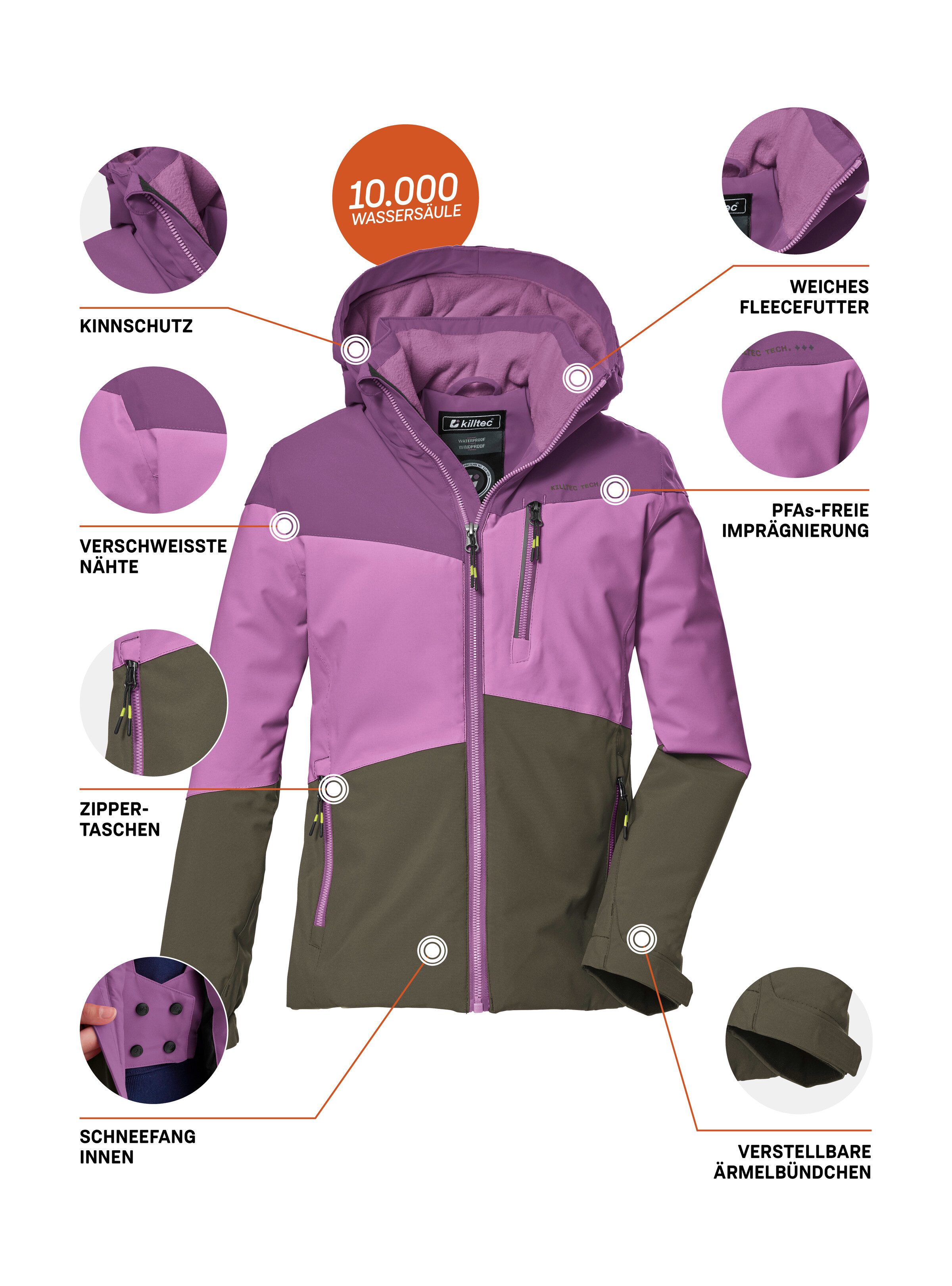 Killtec Outdoorjack KOW 170 GRLS JCKT Functionele jack met capuchon en sneeuwvang, waterdicht