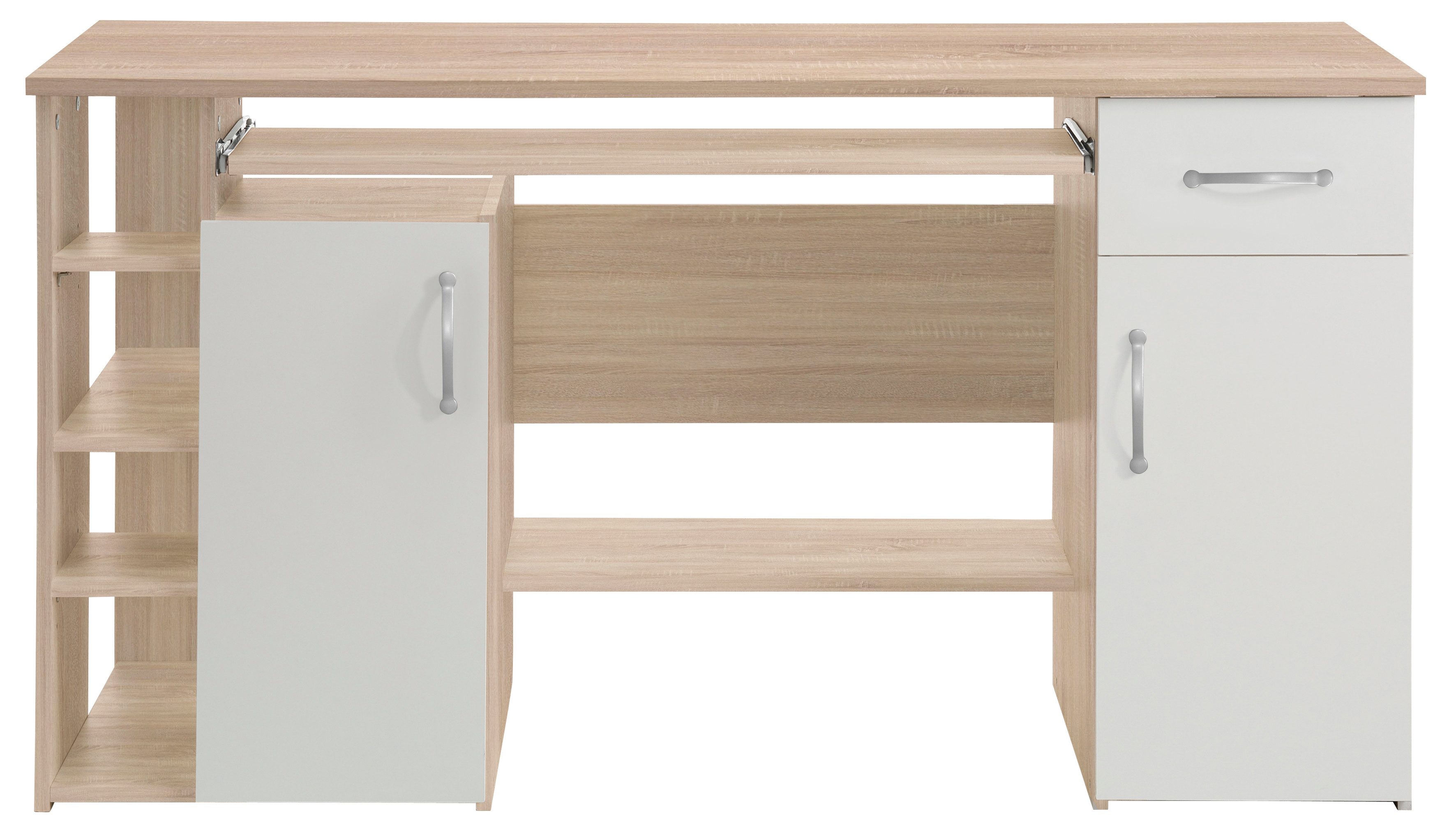 VOGL Möbelfabrik Bureau Tim met zijopen vakken & toetsenborduitrekking, Printerstandaard, 1 lade, breedte 138 cm, gemaakt in Duitsland