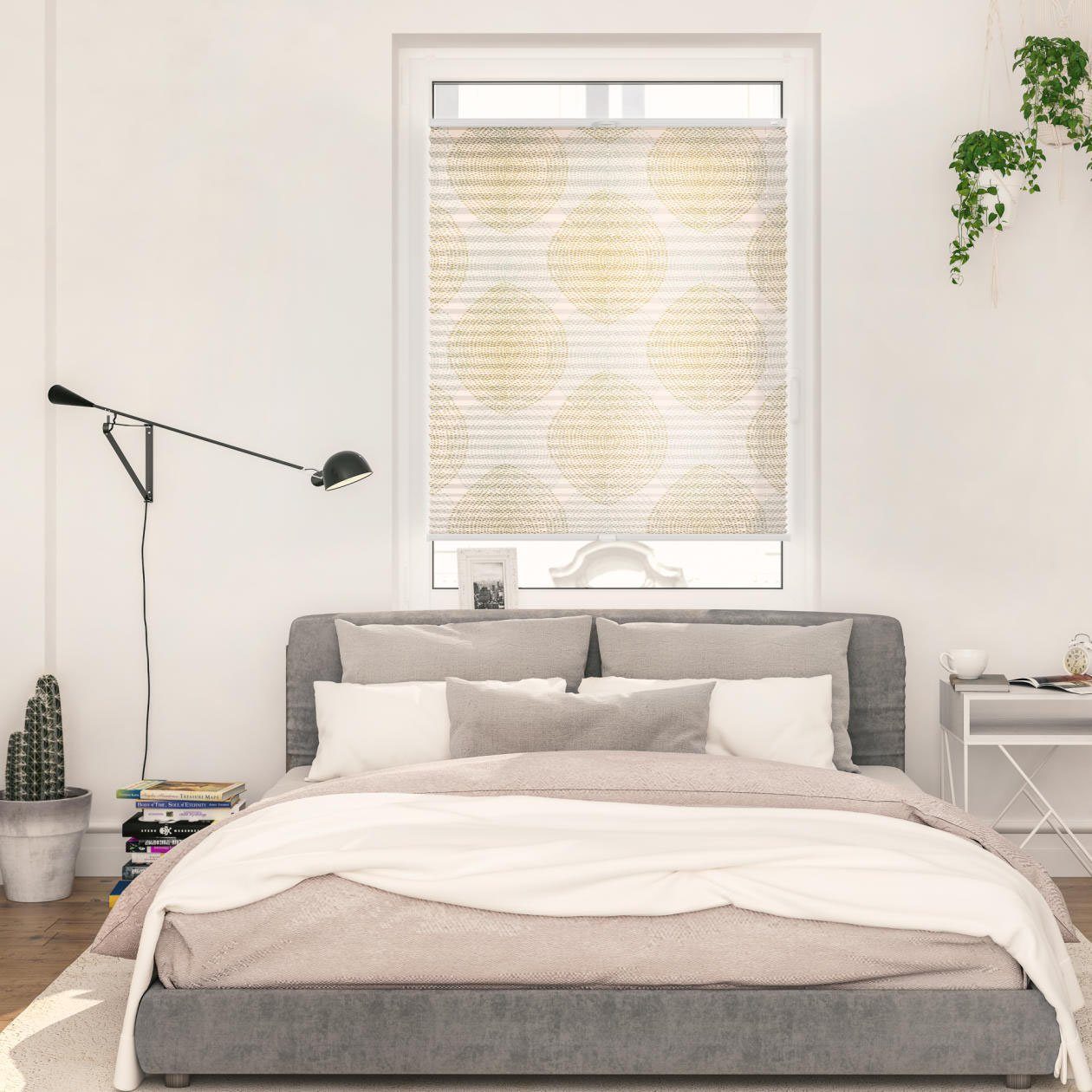 LICHTBLICK Plissé Klemmfix, zonder boren, ondoorzichtig, Stripy boho Drop India (1 stuk) plisségordijnen maat 45 cm x 130 cm beige