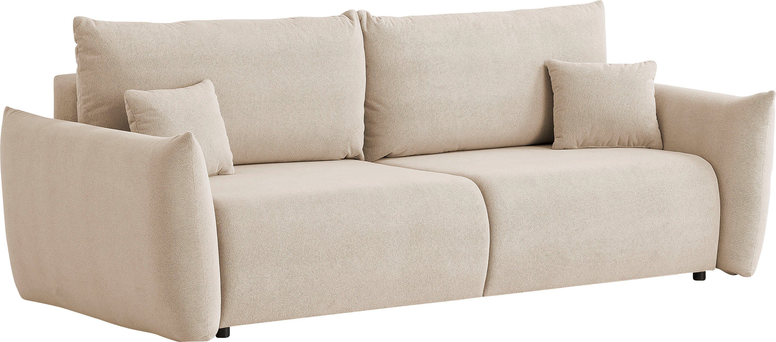 INOSIGN 3-zitsbank MAVAS slaapbank met bedlade ca. 240/108 cm (ligoppervlak 212/145 cm), ribfluweel, chenille, structuur