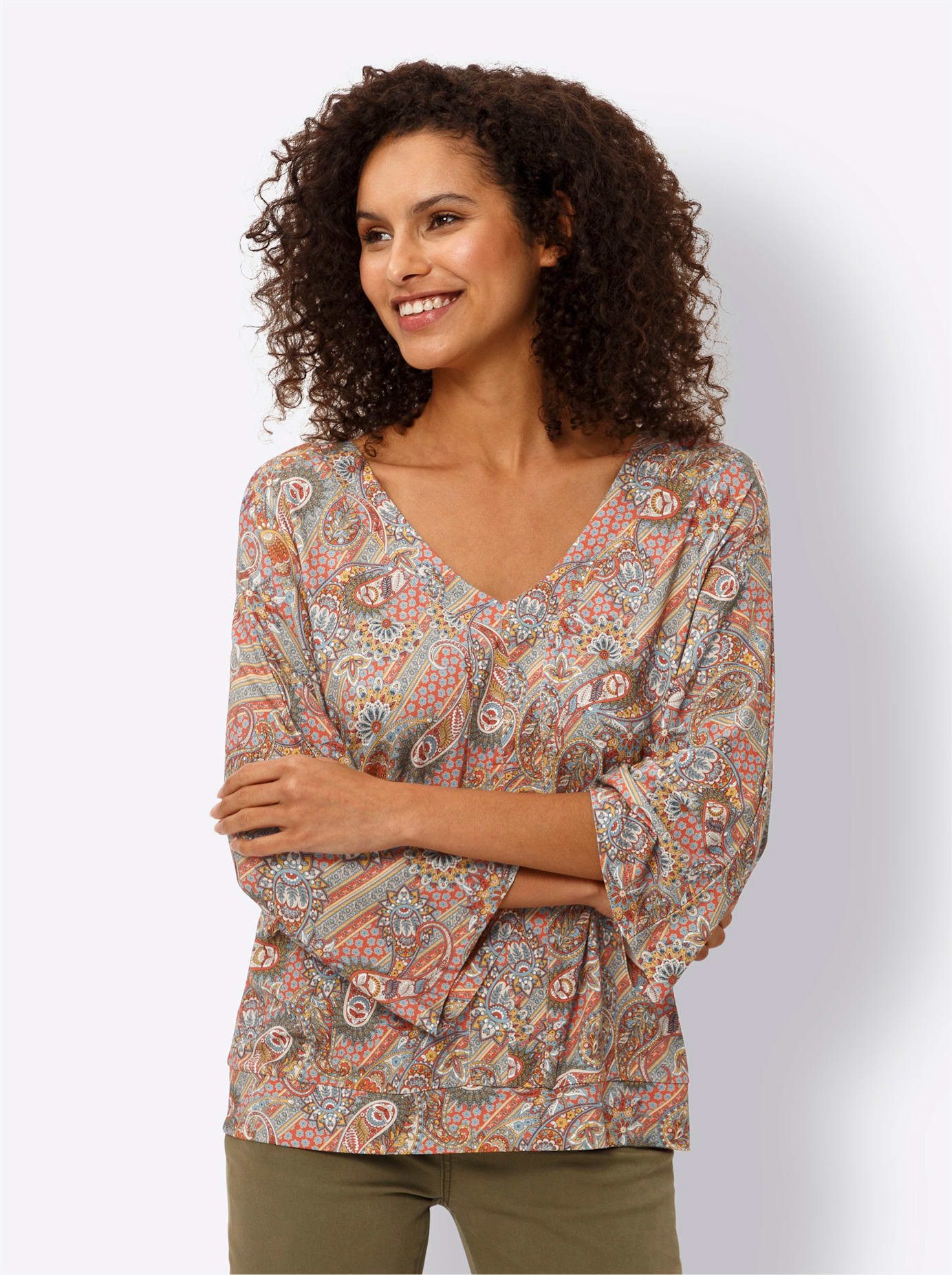 heine Shirt met vleermuismouwen Gedessineerd shirt (1-delig)