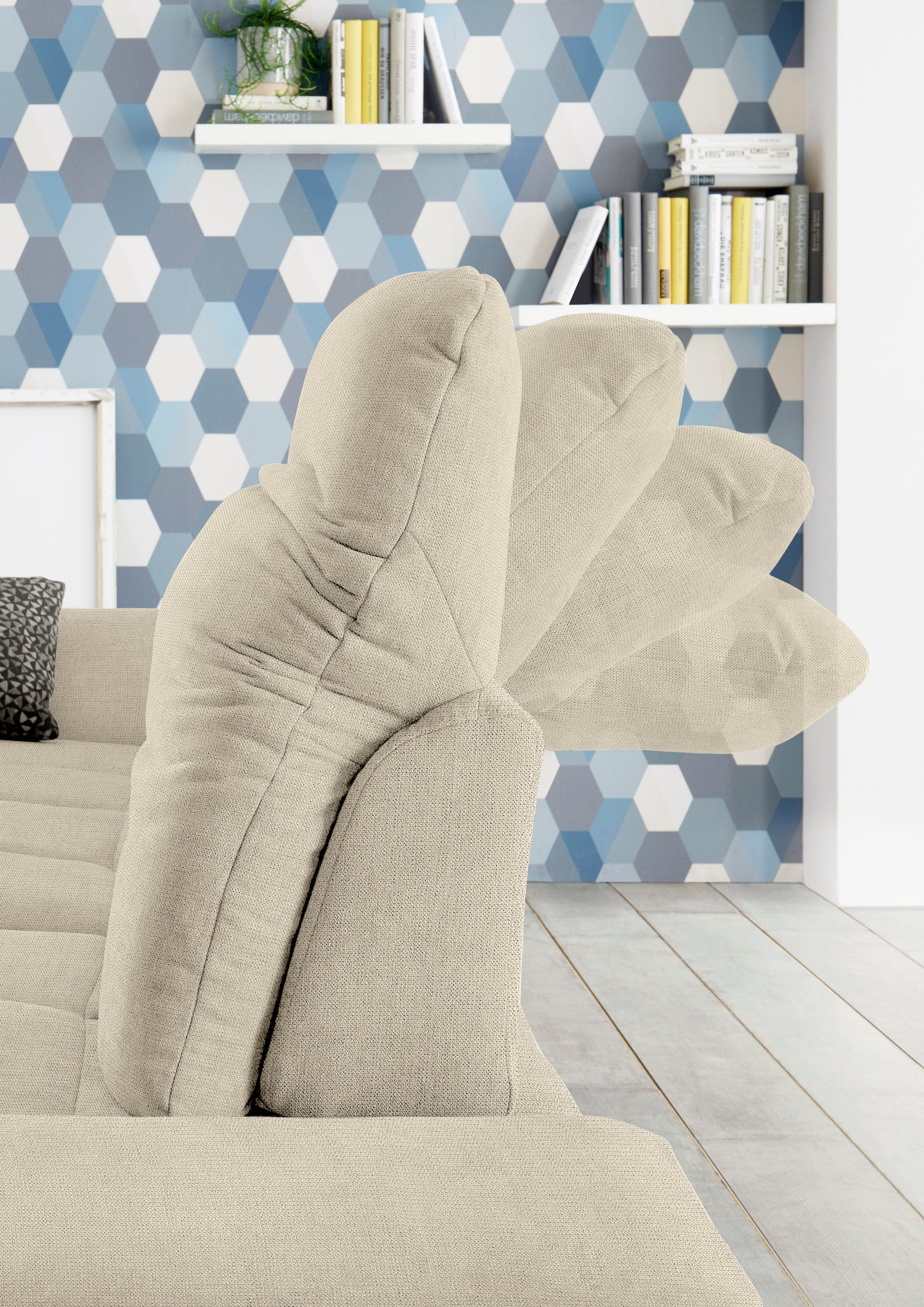 set one by Musterring Zithoek SO 4100 comfortabele pocketvering, incl. hoofdeindeverstelling