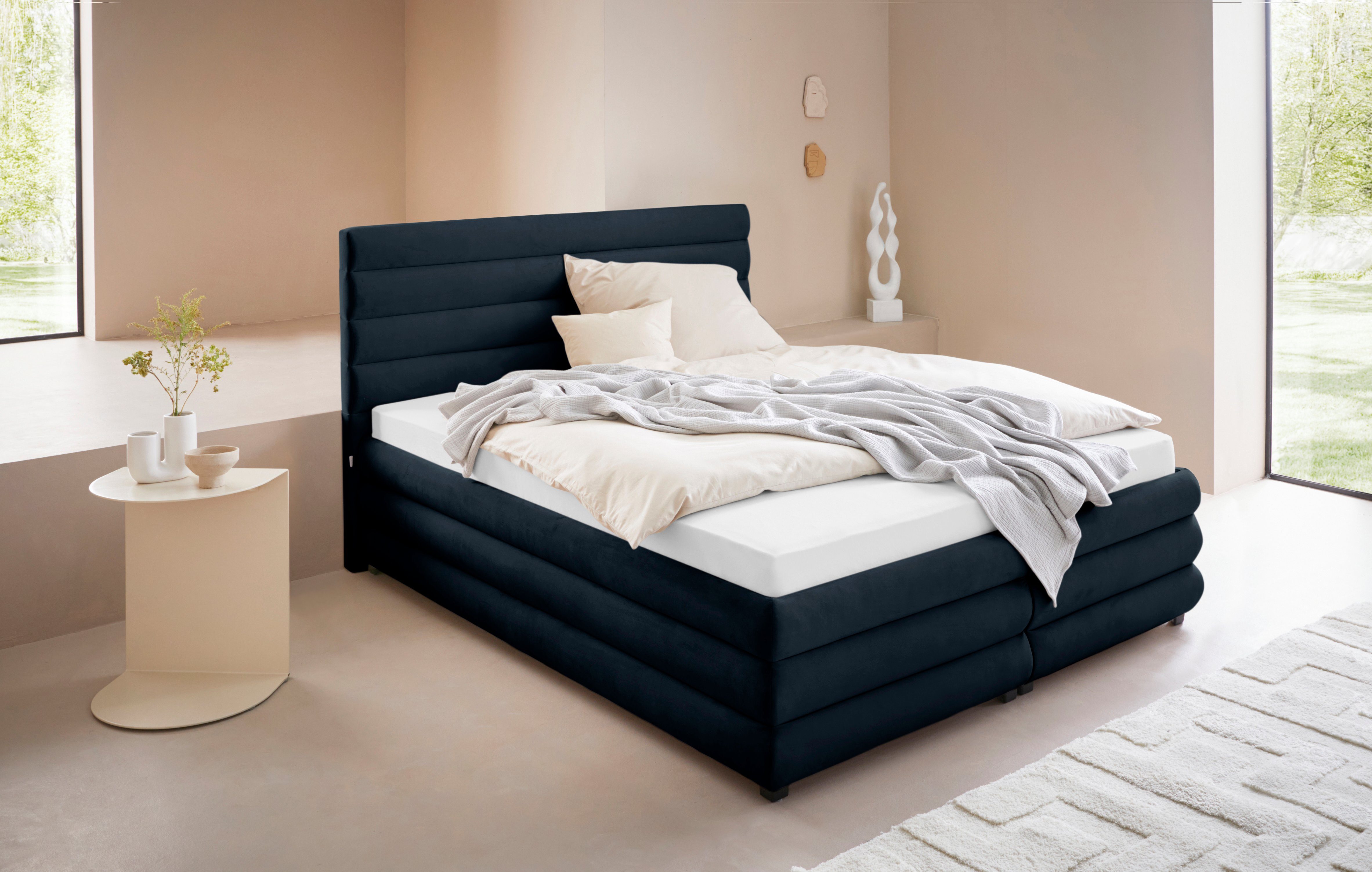 LeGer Home by Lena Gercke Gestoffeerd bed Maylis naar keuze met en zonder matras en lattenbodem, ook in 200 cm breedte bedden blauw