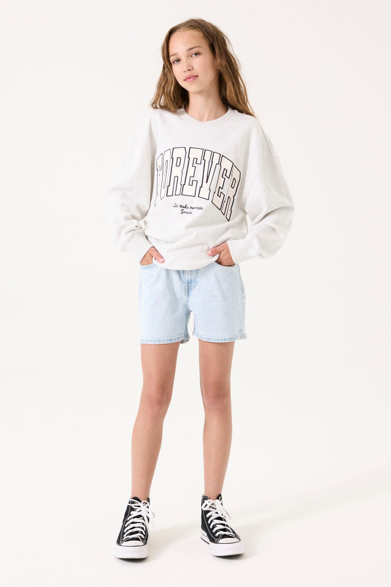 Garcia Sweatshirt met frontprint, voor meisjes