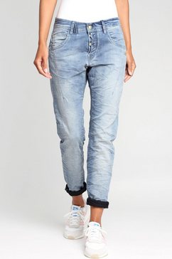 gang slim fit jeans new georgina met half blinde knoopsluiting blauw