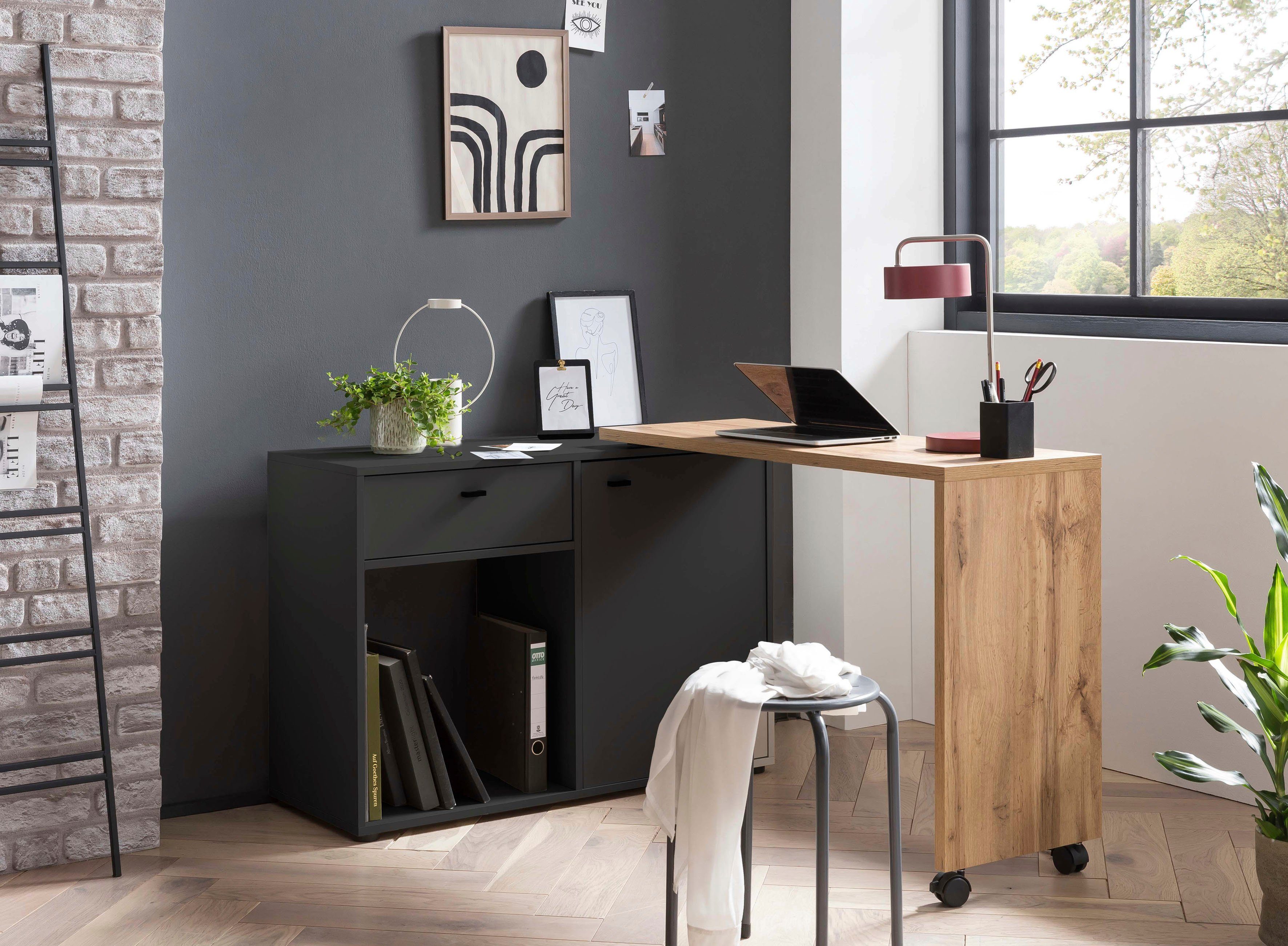 Schildmeyer Bureau Tiny Working praktisch in het thuiskantoor, dressoir met flexibele werkblad