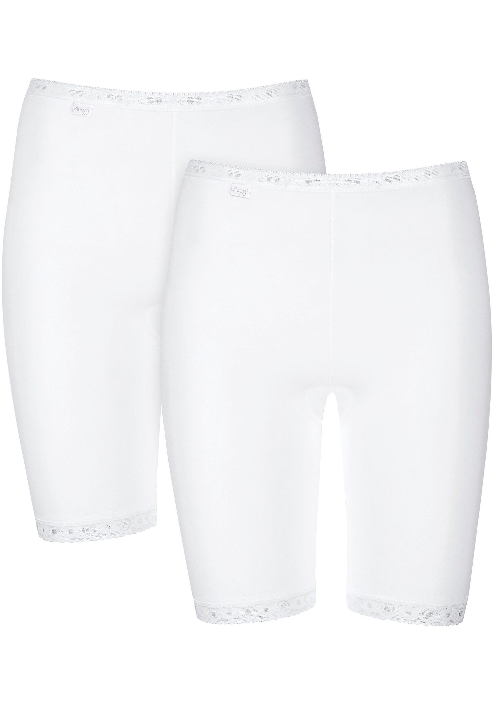 Sloggi Lange onderbroek Basic+ Long 2P Lange broek met kantafwerking (2 stuks, Set van 2) dames slips maat 44 wit