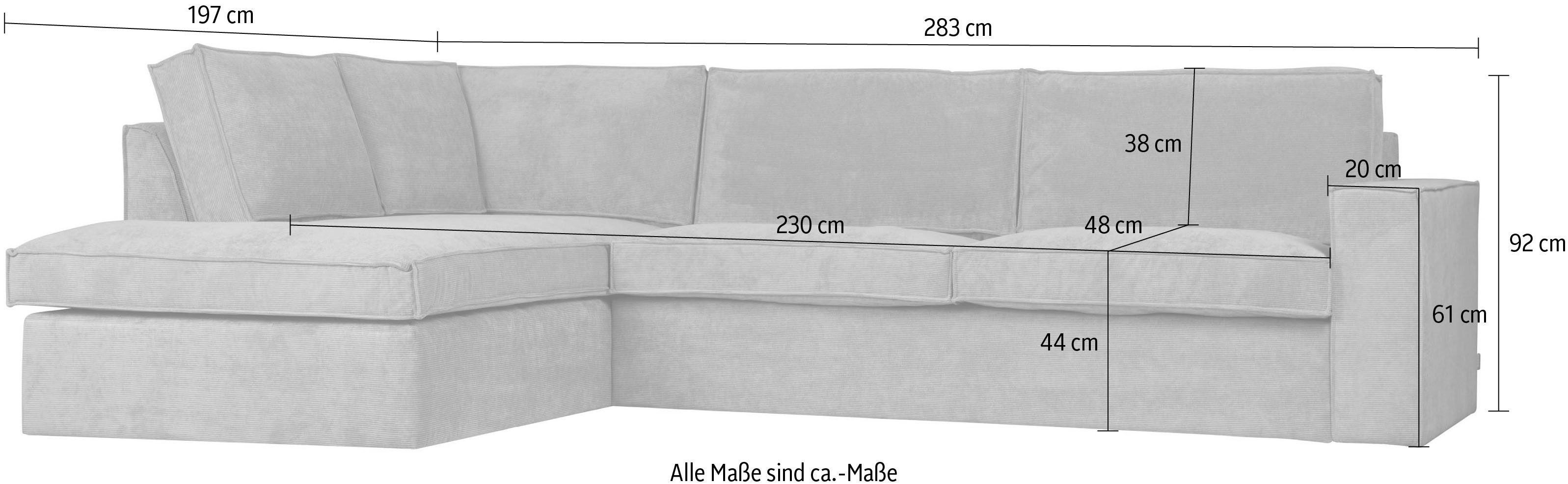 WOOOD Hoekbank Thomas vrijstaand, afmetingen h 92 cm x b 283 cm, l-vorm