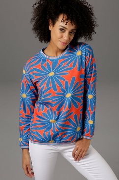 aniston casual sweatshirt met gestreepte boorden - nieuwe collectie blauw