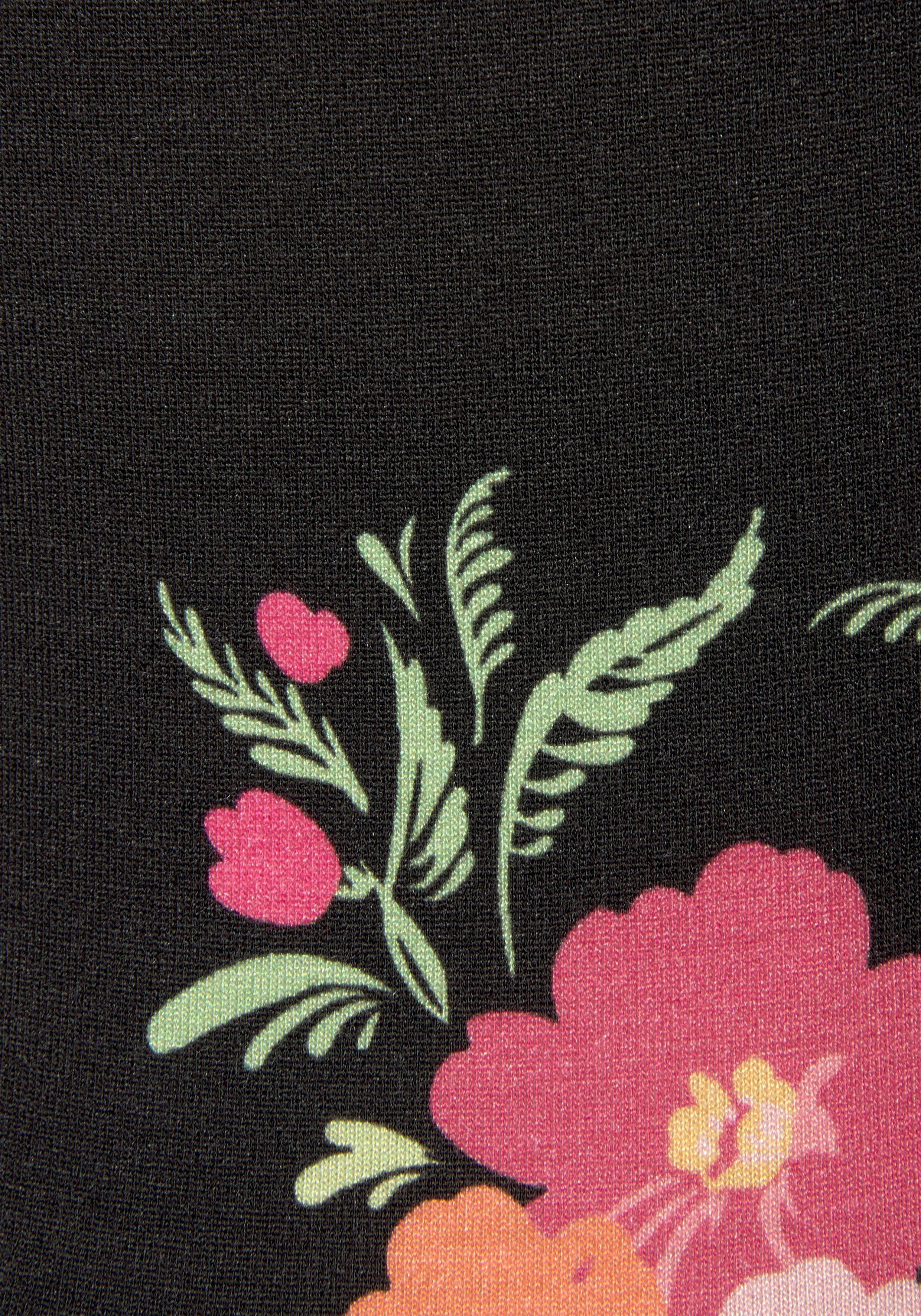 Vivance Gedessineerde jurk met bloemenmotief, t-shirtjurk, zomerjurk