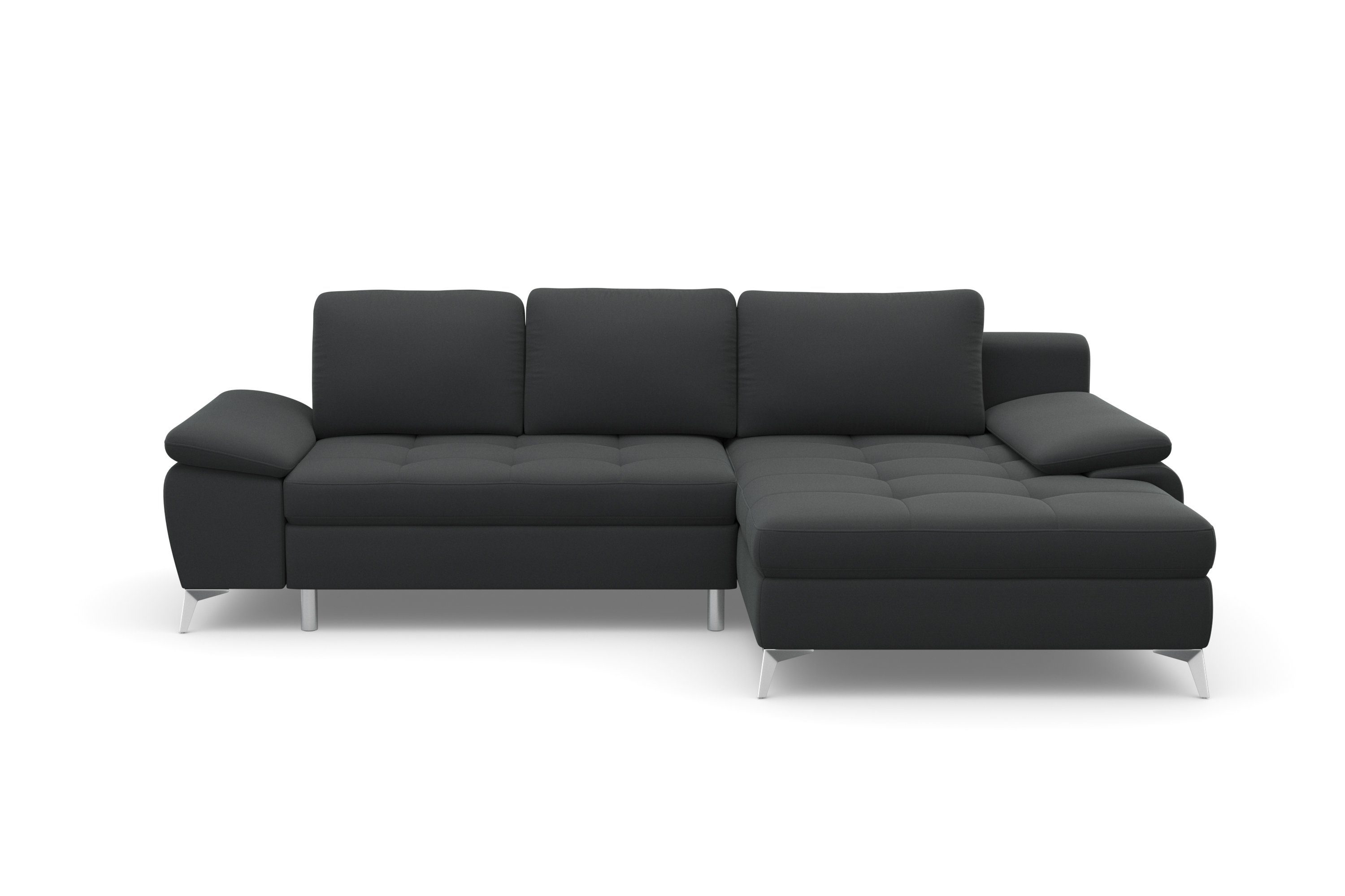 sit&more Hoekbank Latigo L-vorm met récamier, naar keuze met slaapfunctie en bedkist grijs, hoekbanken, Récamier rechts, Met slaapfunctie, met bedkist