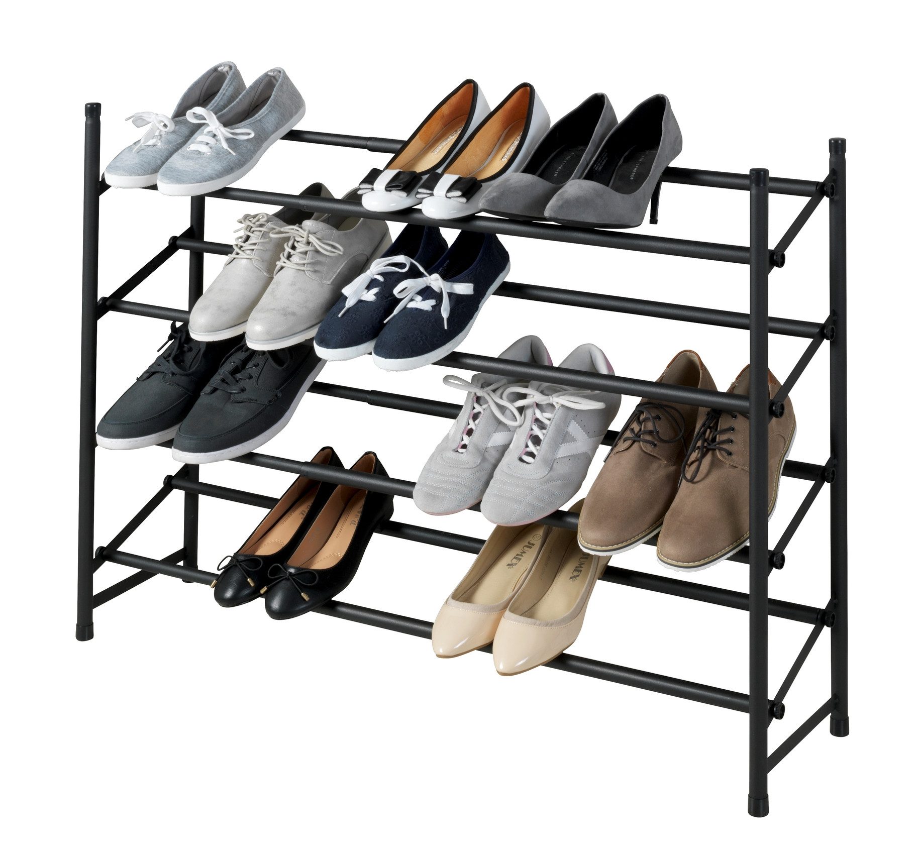 WENKO Schoenenrek Hero uitschuifbaar, 62 tot 115 cm, voor 24 paar schoenen, antislip oppervlak