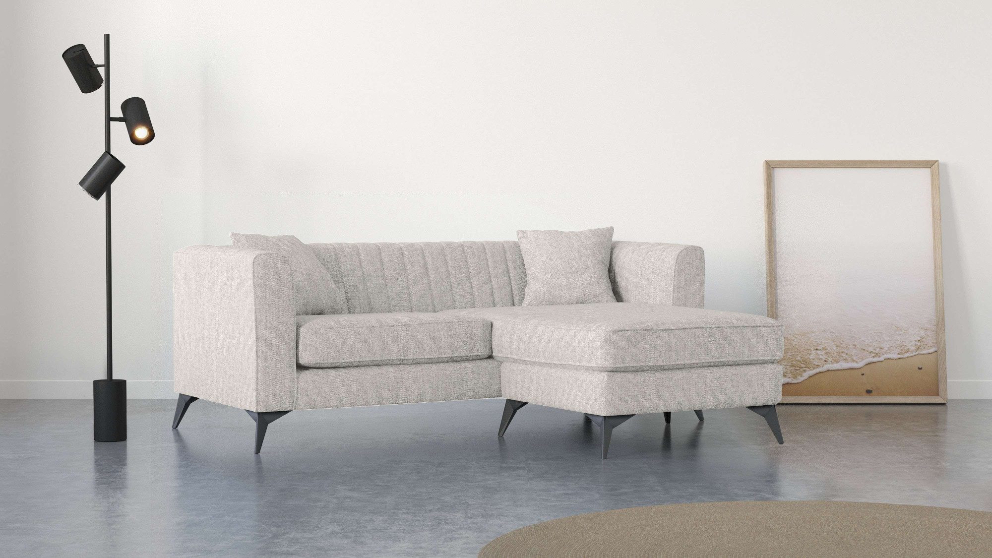 Places of Style Hoekbank MATTHEW L-vorm ideaal voor kleine ruimtes, afmetingen B/D/H: 201/162/74 cm beige, hoekbanken, 201 cm