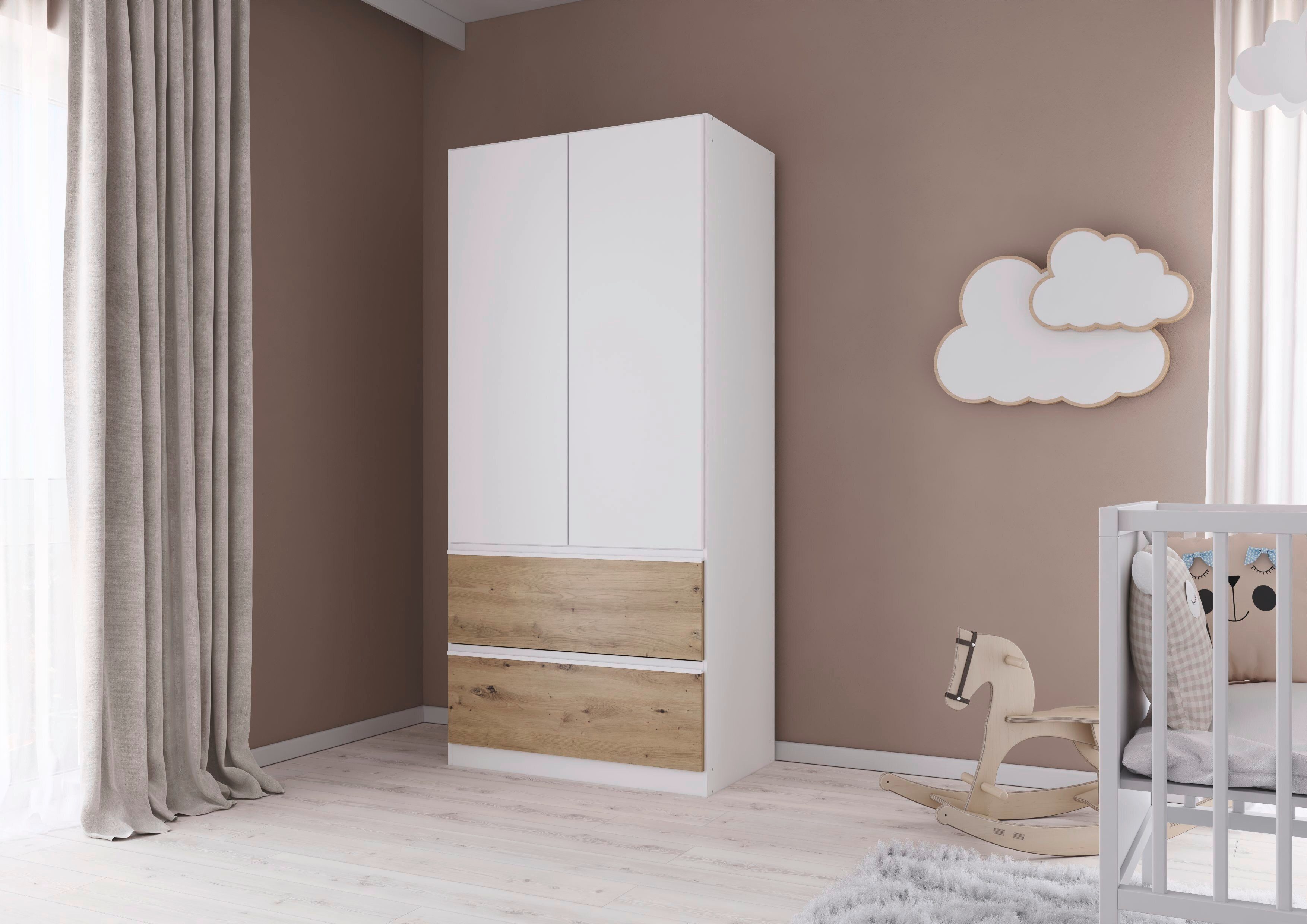 rauch Draaideurkast Kledingkast Kast Garderobe Wasmand COSTA in 3 Breedtes veel ruimte, greeploze front en push-to-open functie made in germany