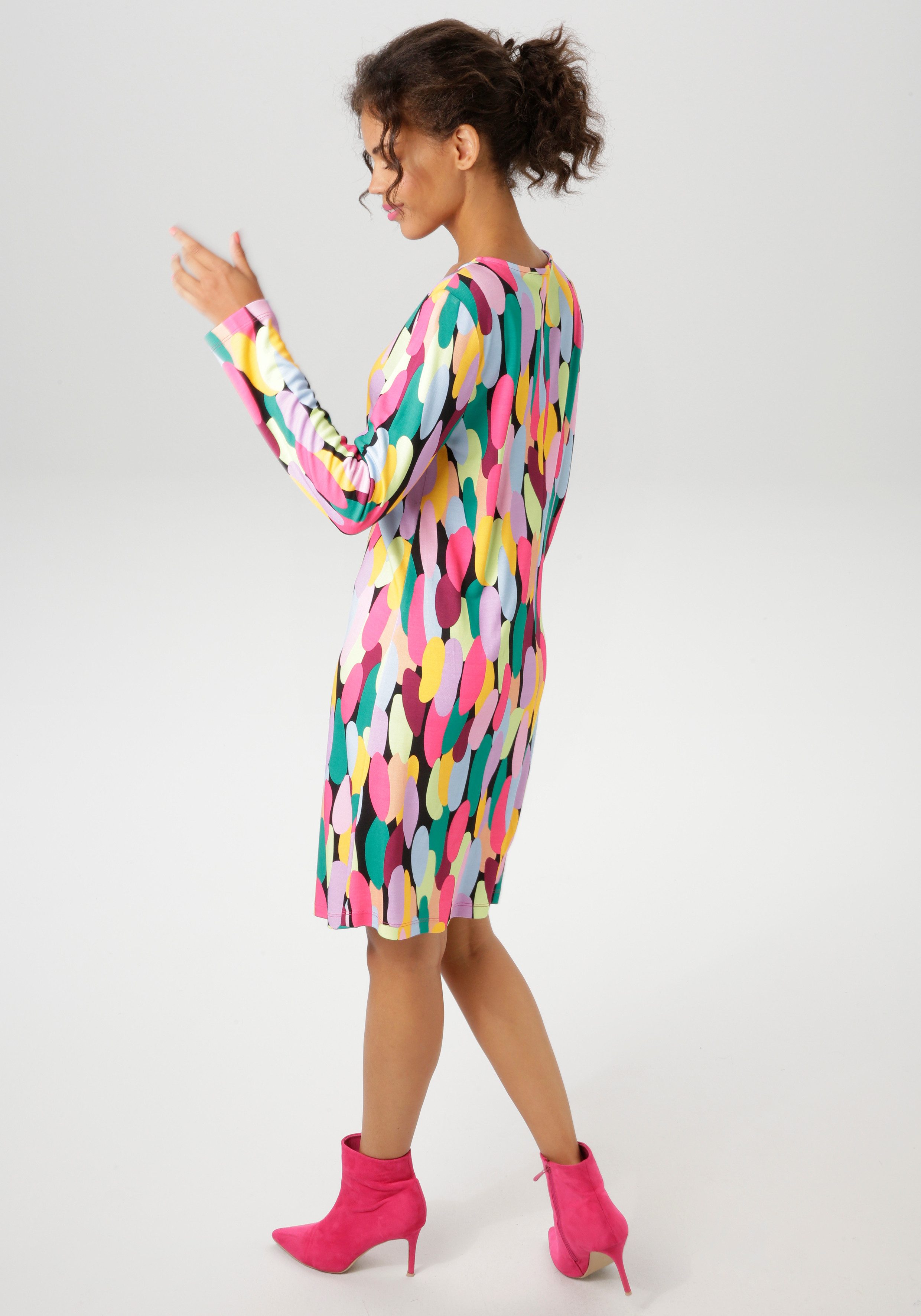 Aniston CASUAL Jerseyjurk met kleurrijke grafische print nieuwe collectie