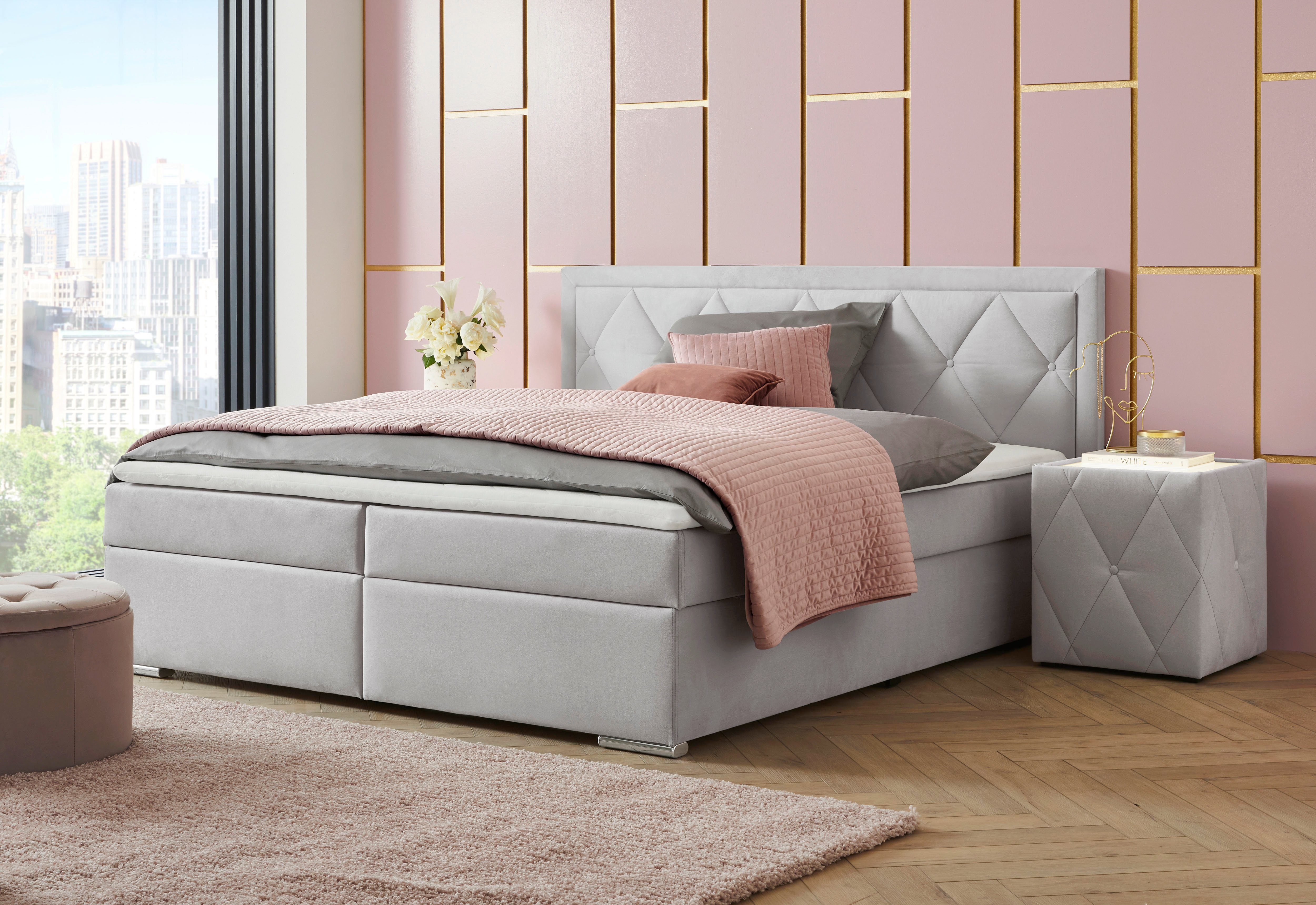 Leonique Boxspring Alfie, bestseller, optioneel met bedlade met capitonnage in het hoofdbord, h2, h3 en h4 ter keuze