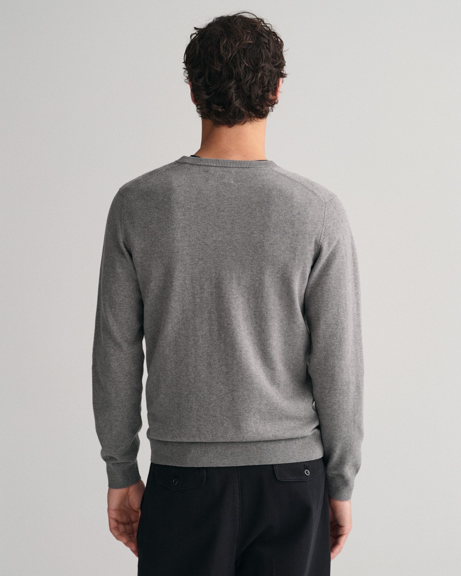 Gant Trui met V-hals CLASSIC COTTON V-NECK Premium brei jersey van zacht 100% katoen, overgangs trui