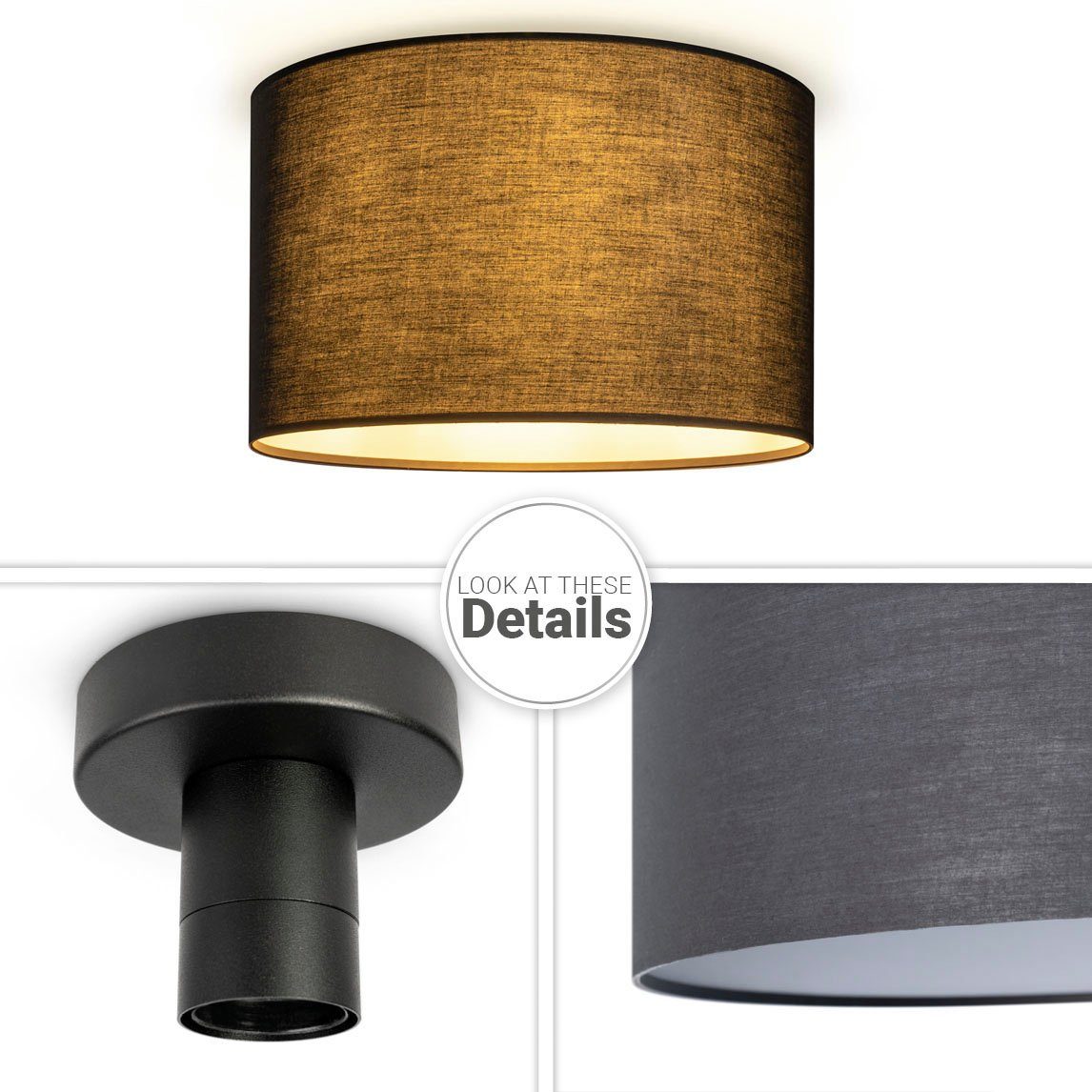 Paco Home Plafondlamp Uni Color LED plafondlamp woonkamer en slaapkamer, effen kleuren, decor E27