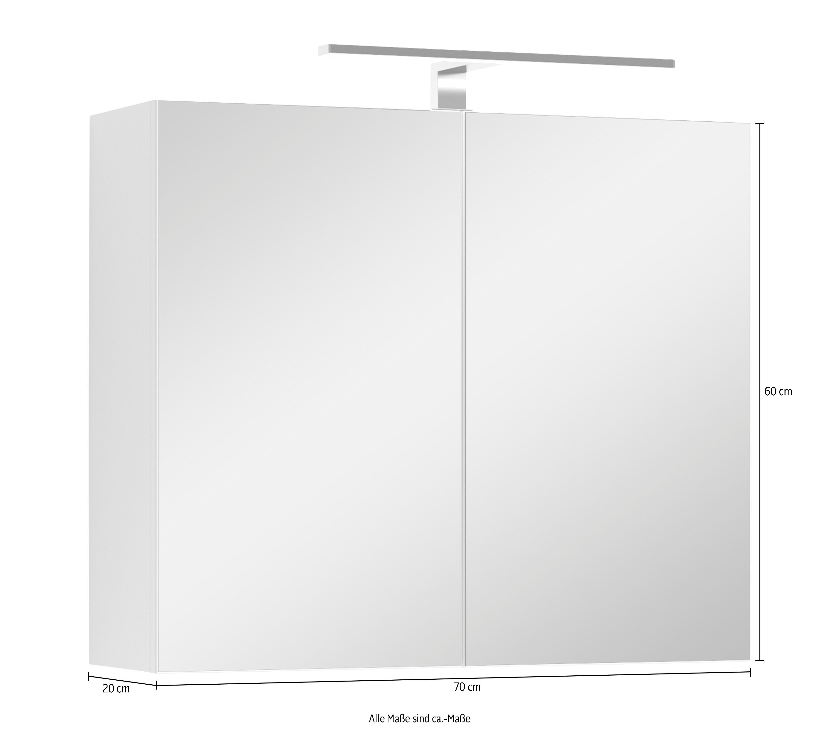 byLIVING Spiegelkast Spree Breedte 70 cm, 2-deurs, met ledverlichting en schakelaar-/stekkerdoos