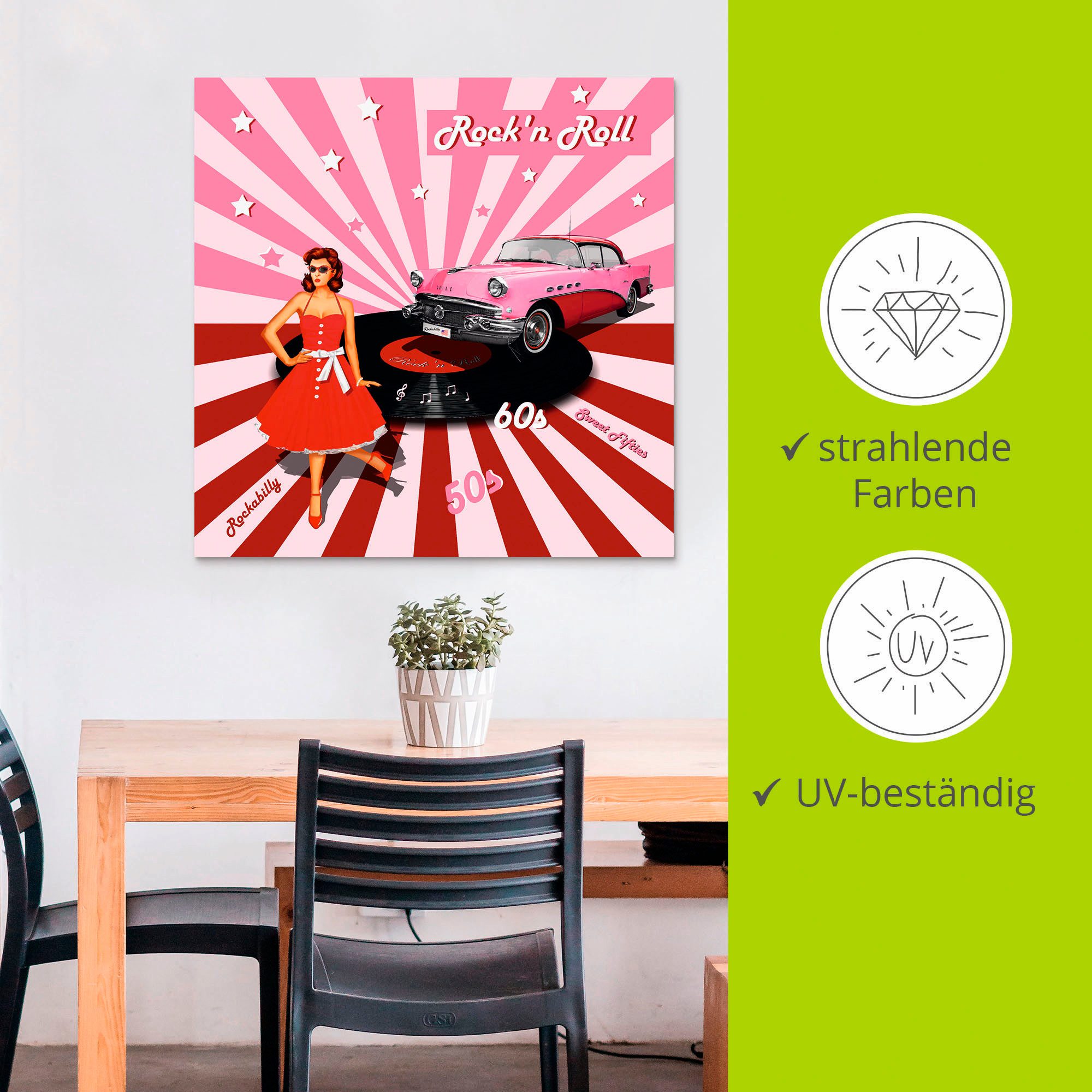 Artland Artprint Rock'n roll van de jaren 50 als artprint van aluminium, artprint voor buiten, artprint op linnen, poster, muursticker