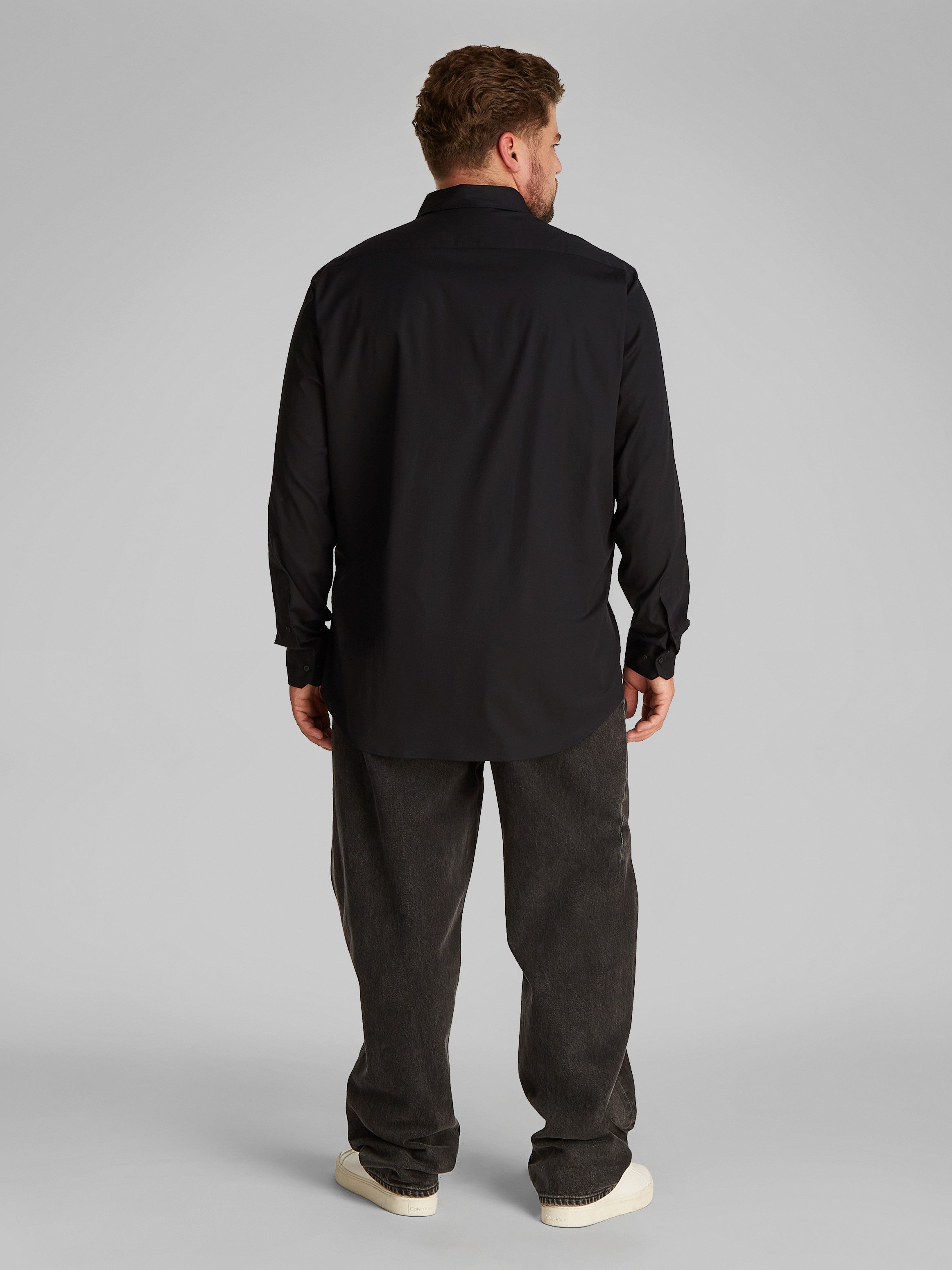 Calvin Klein Overhemd met lange mouwen BT_STRETCH POPLIN SLIM SHIRT in grote maten met doorlopende knoopsluiting