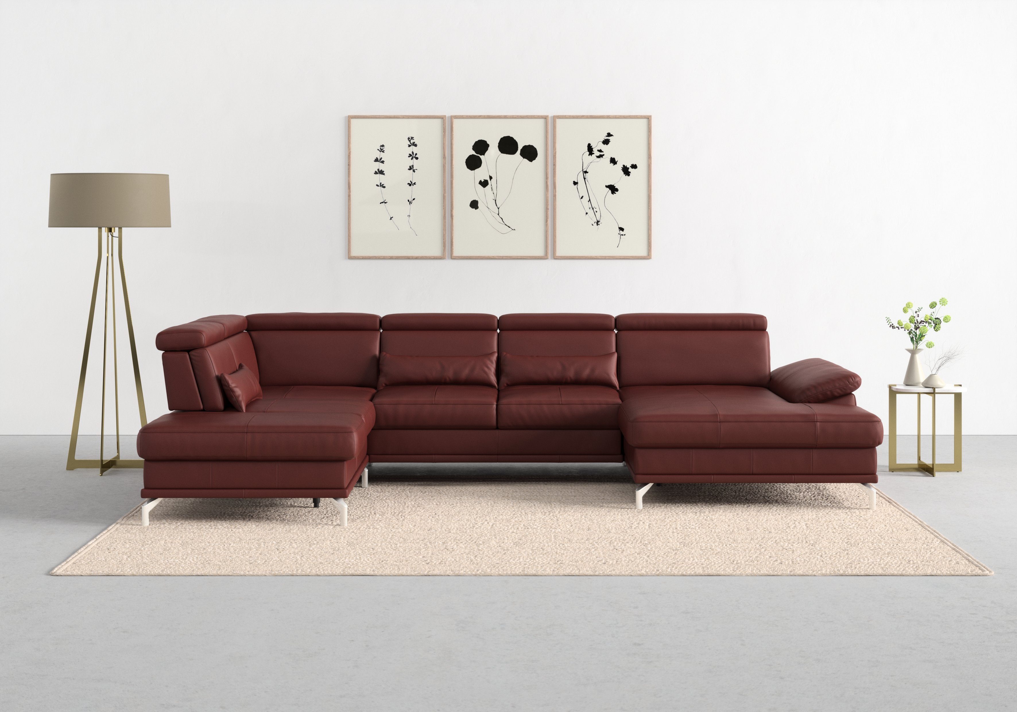 sit&more Zithoek Cabrio U-vorm, met zitdiepteverstelling, arm- en hoofdsteunverstelling