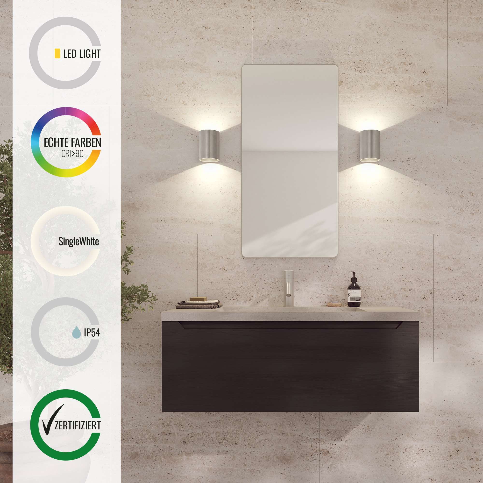 Loevschall Wandlamp Sekvens, moderne wandlamp, op-/aflicht, Deens ontwerp (1 stuk)
