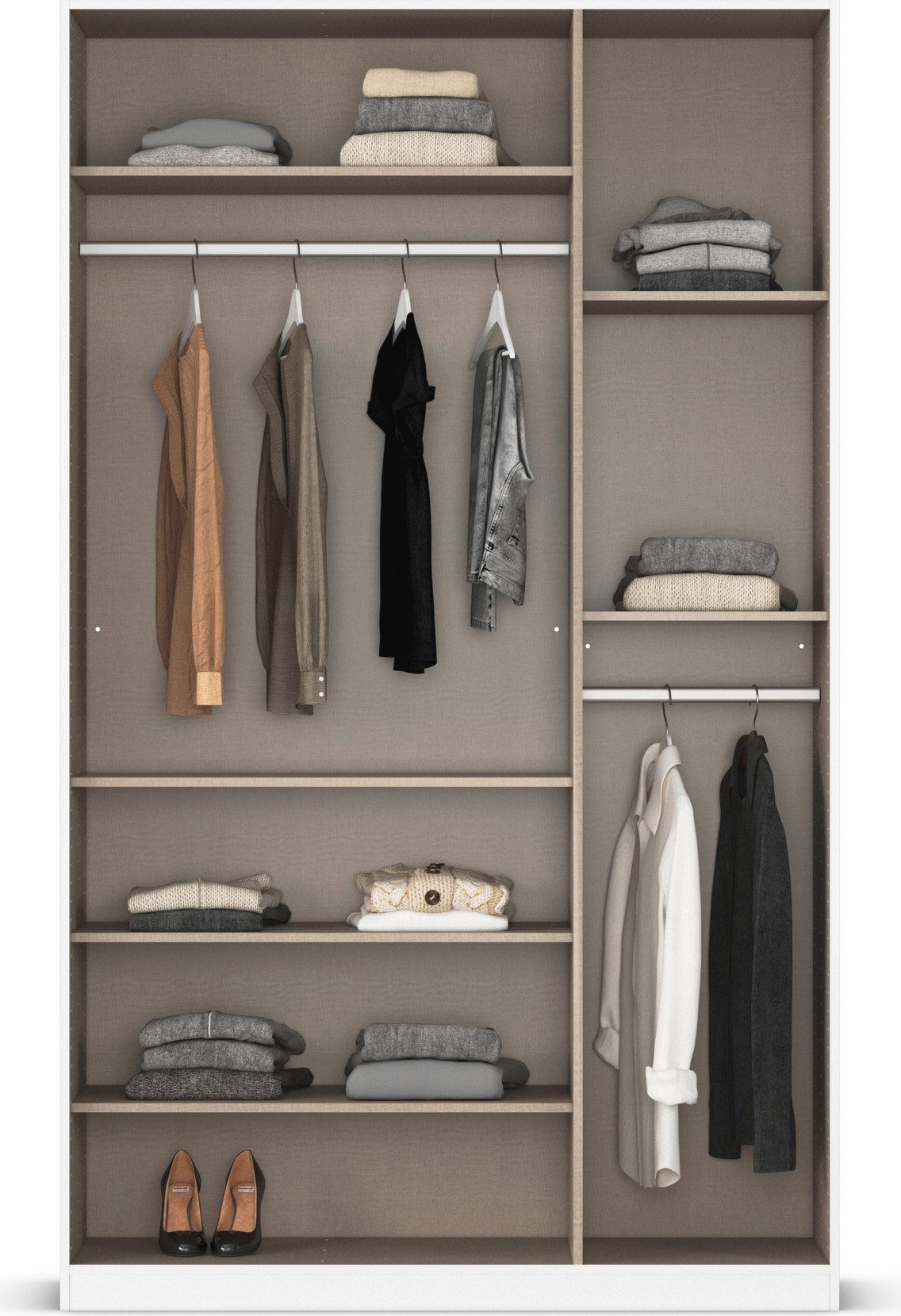 rauch Draaideurkast Kledingkast kast garderobe AGORDO met decor- of hoogglansfront doordachte binnenuitrusting, in 6 breedtes en 2 hoogtes made in germany