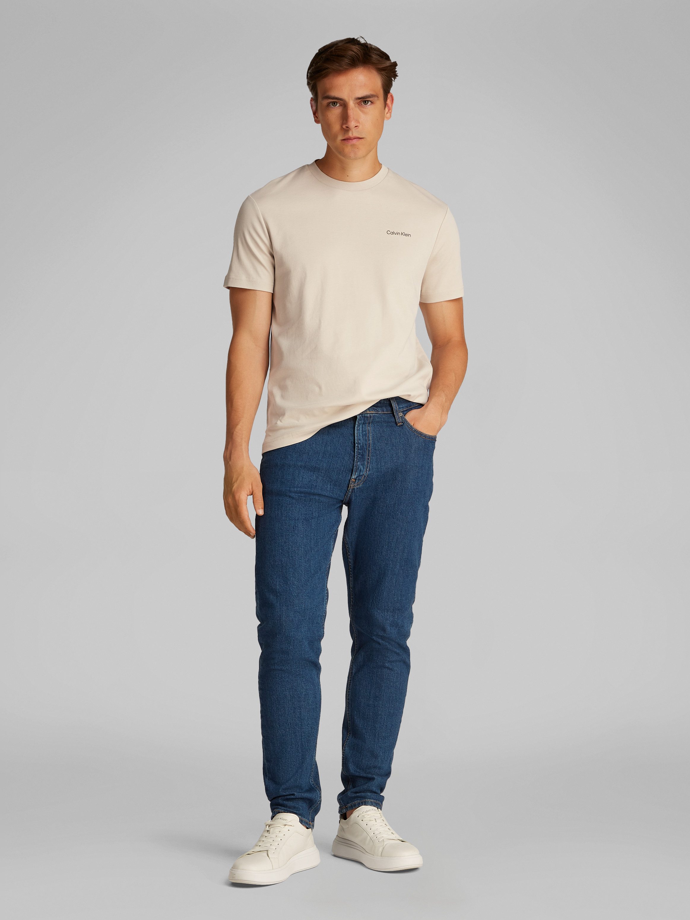 Calvin Klein T-shirt Micro Logo van dikke winterjersey met logoprint