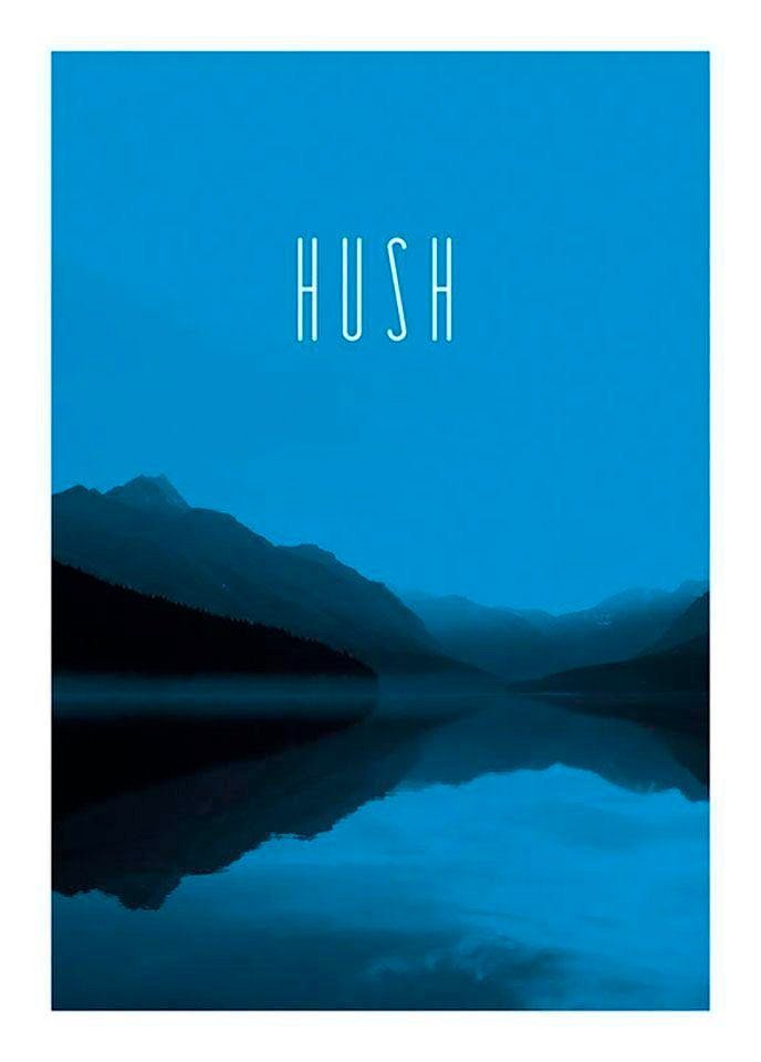 Komar Poster Word Lake Hush blue Hoogte: 70 cm