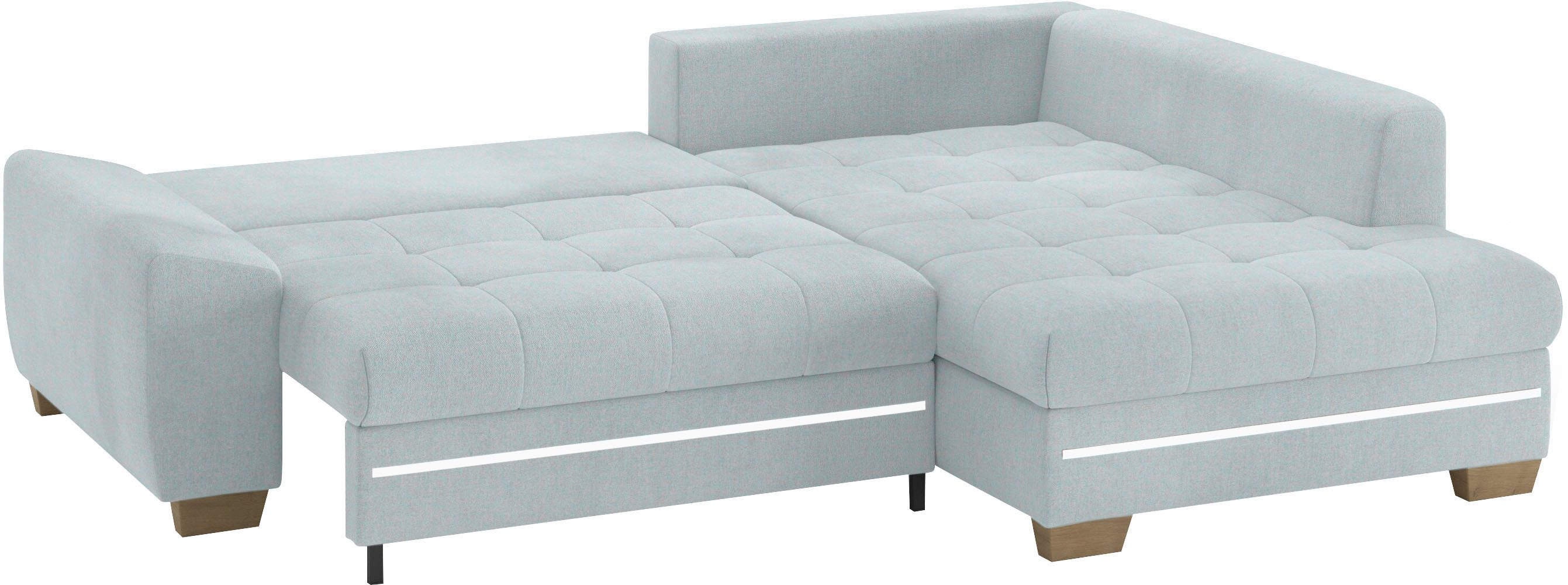 Mr. Couch Hoekbank Nikita II, L-vorm met koudschuim, rgb-led-verlichting, optioneel met bed, bedlade