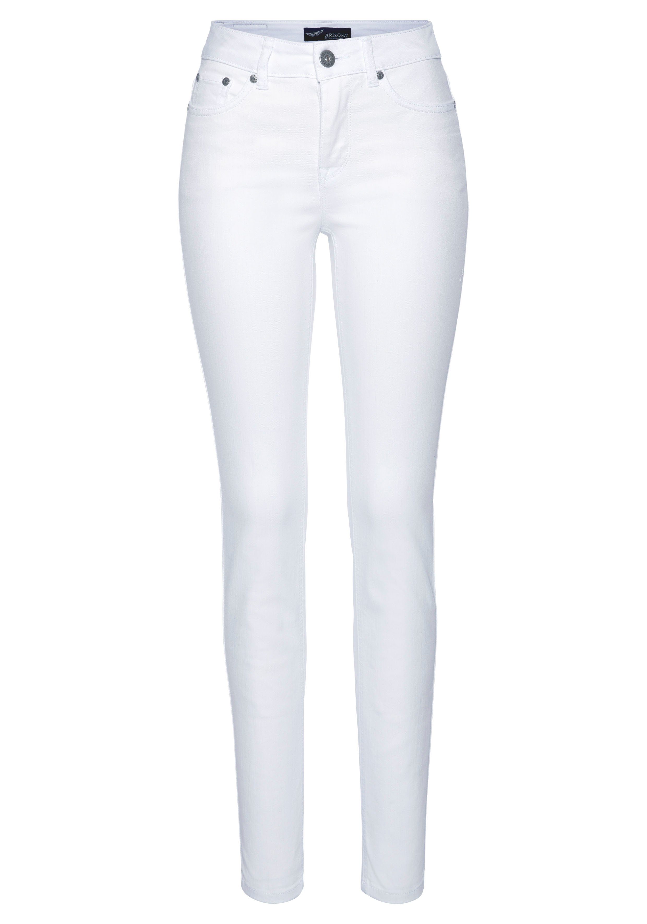 Arizona Slim fit jeans Shaping strakke pasvorm skinny jeans used-look-wassing hoge taille
