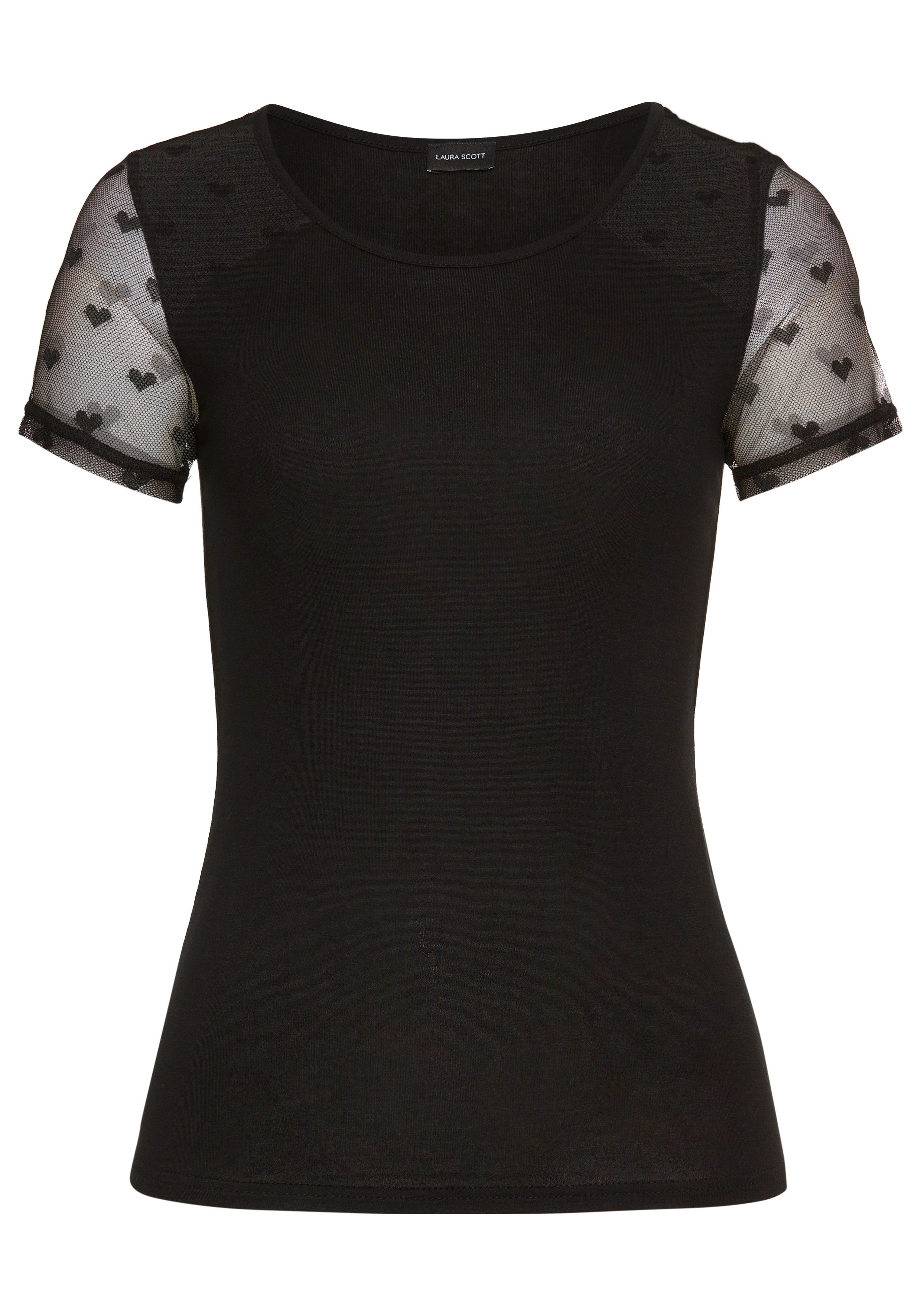 Laura Scott T-shirt met edel mesh-inzet