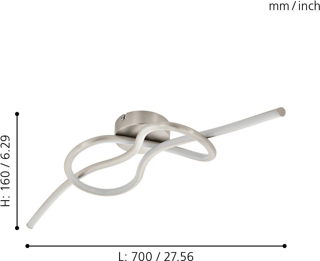 EGLO Plafondlamp NOVAFELTRIA Plafondlamp, Lamp voor de woonkamer, Vloerlamp plafond in nikkel-mat, wit (1 stuk)