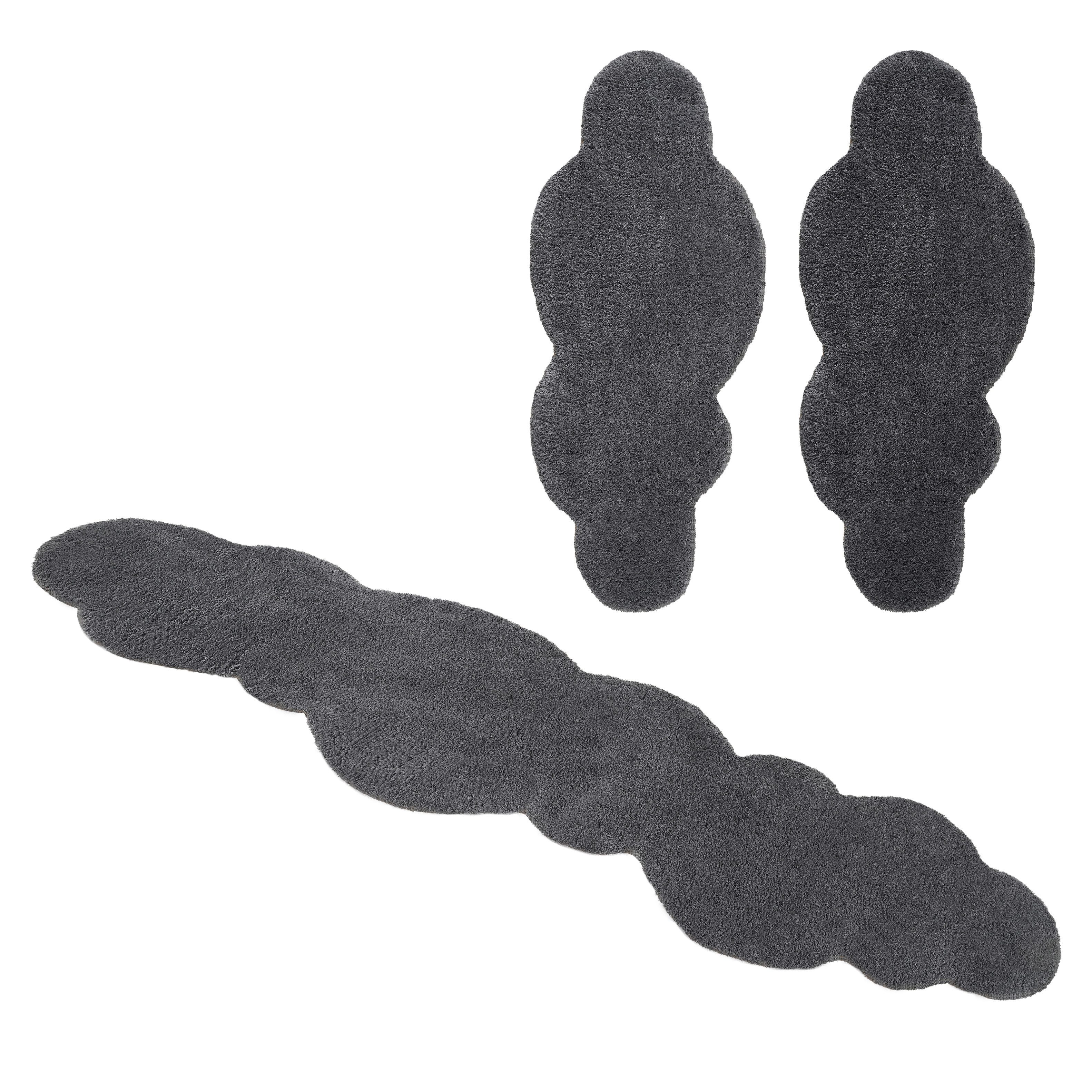 my home Set slaapkamerkleedjes Microvezeltapijt Magong, bijzonder zacht, zeer fijne pool Wolkvorm, uni slaapkamerkleed, loperset, slaapkamer,