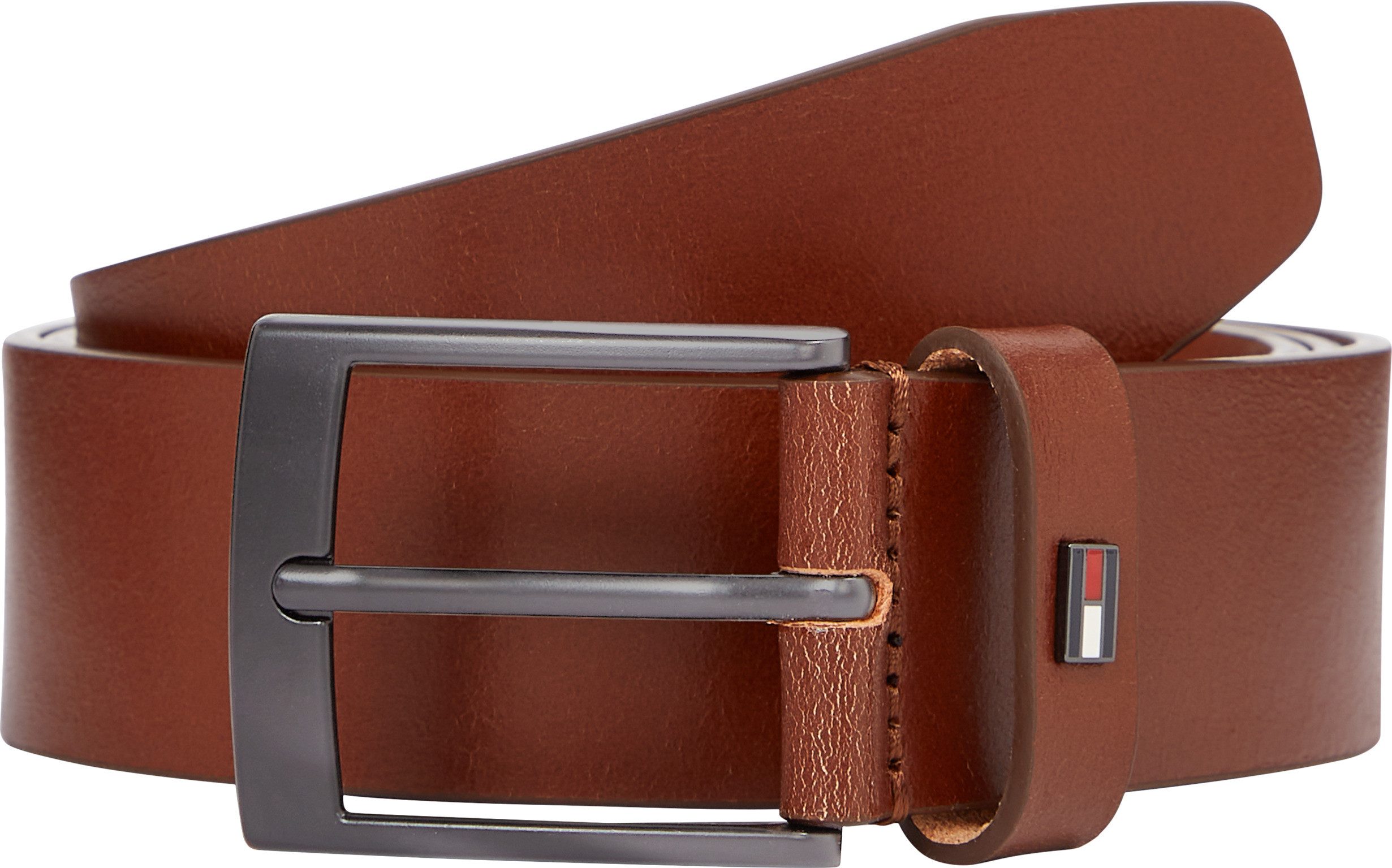 Tommy Hilfiger Leren riem ADAN 3.5 EXT Metalen logopatch, eenvoudige doornsluiting