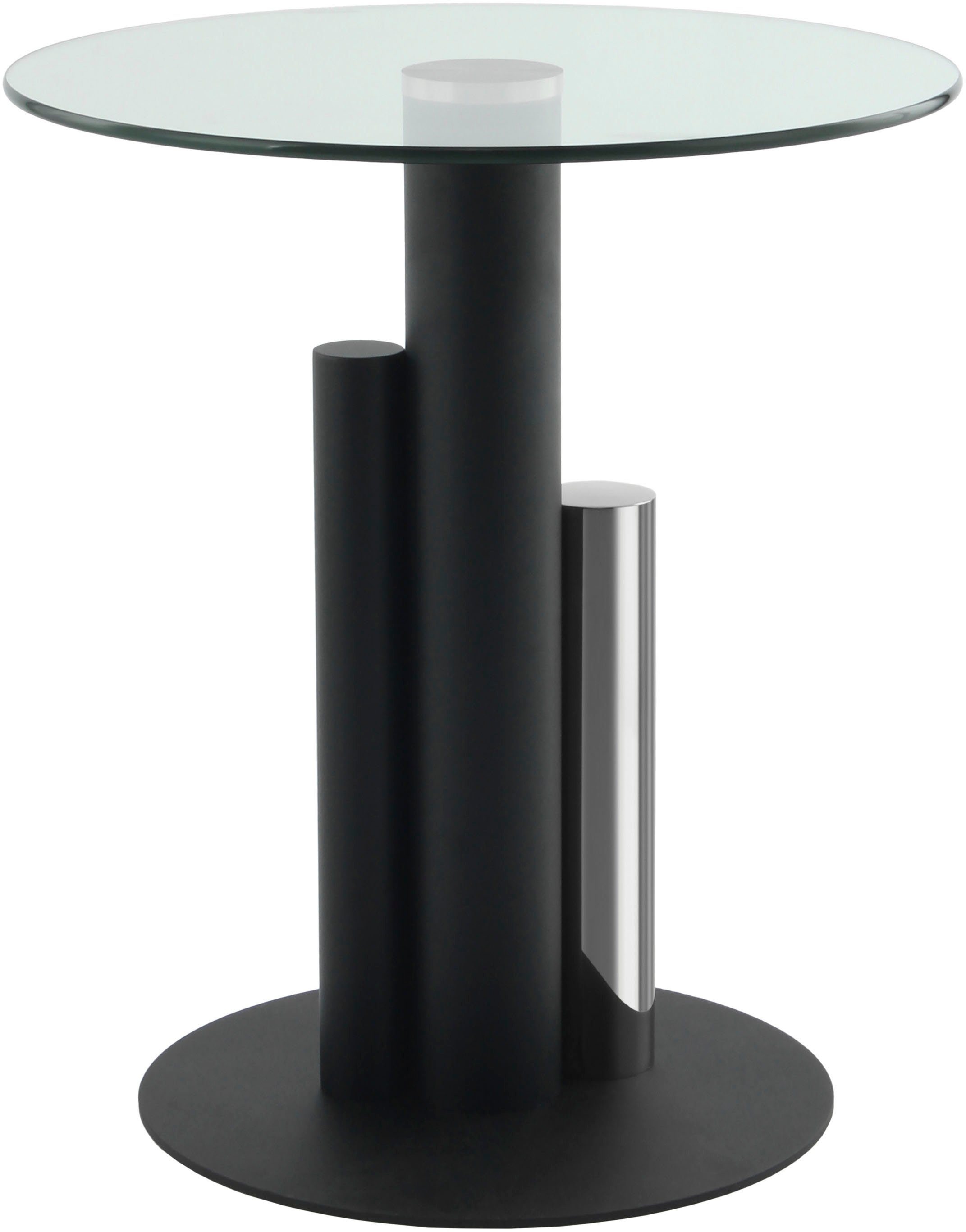 Kayoom Bijzettafel Ontario 225, ronde glasplaat van veiligheidsglas, 100% roestvrijstaal (1 stuk)