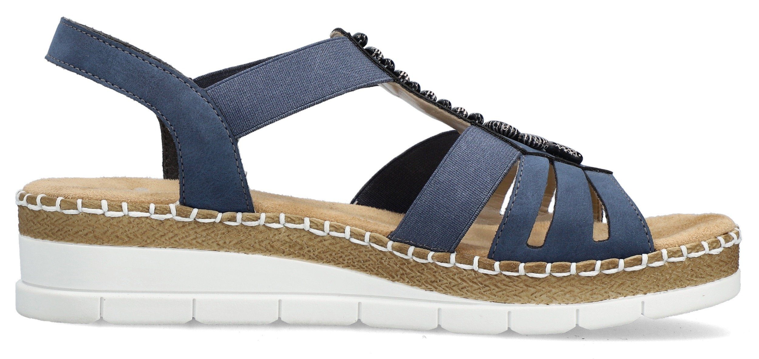 Rieker Sandalen zomerschoen, sandaal, sleehak, met modieuze decoratieve elementen