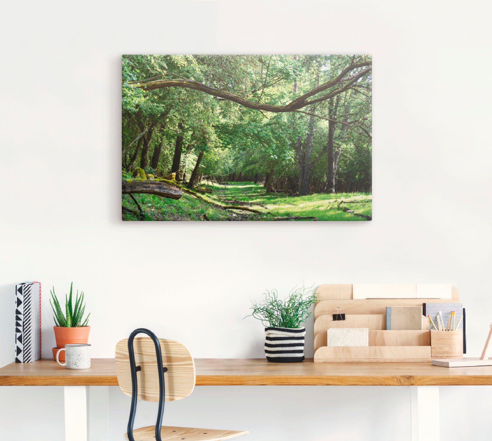 Artland Artprint Op de groene weg door het groene bos als artprint van aluminium, artprint voor buiten, artprint op linnen, poster in verschillende maten. maten