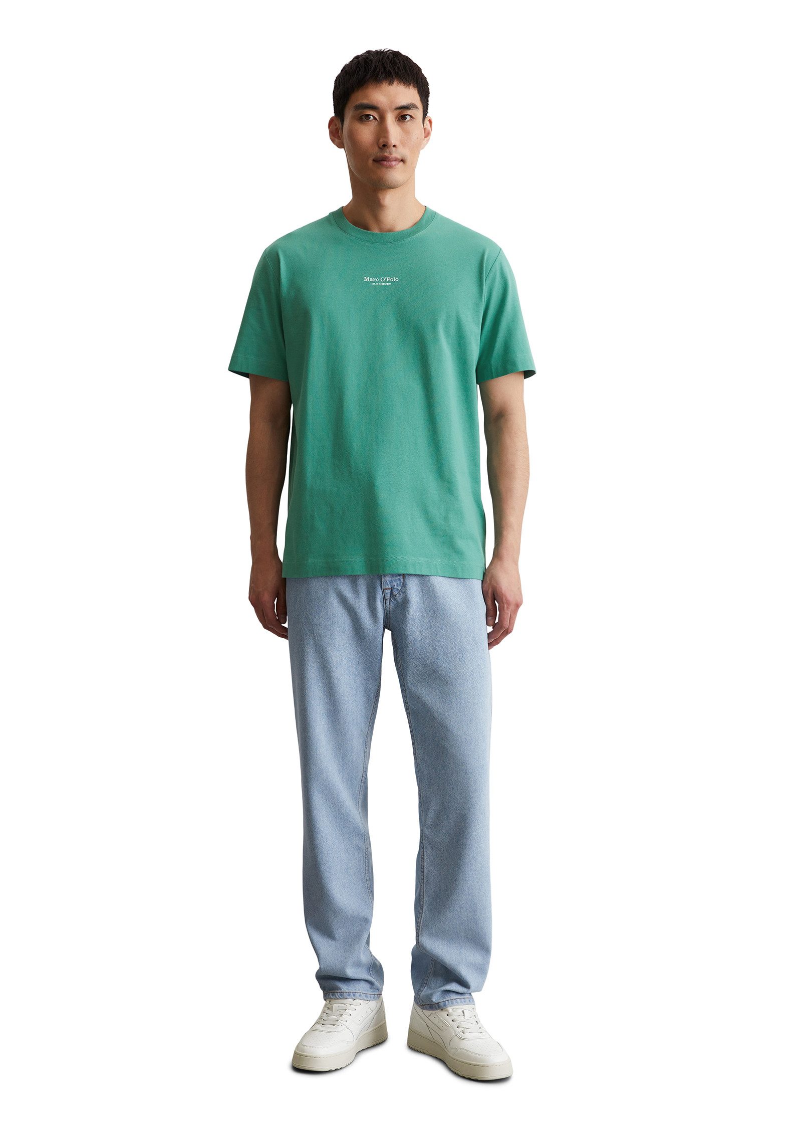 Marc O'Polo T-shirt een klein, bescheiden logo in contrastkleur siert de borst