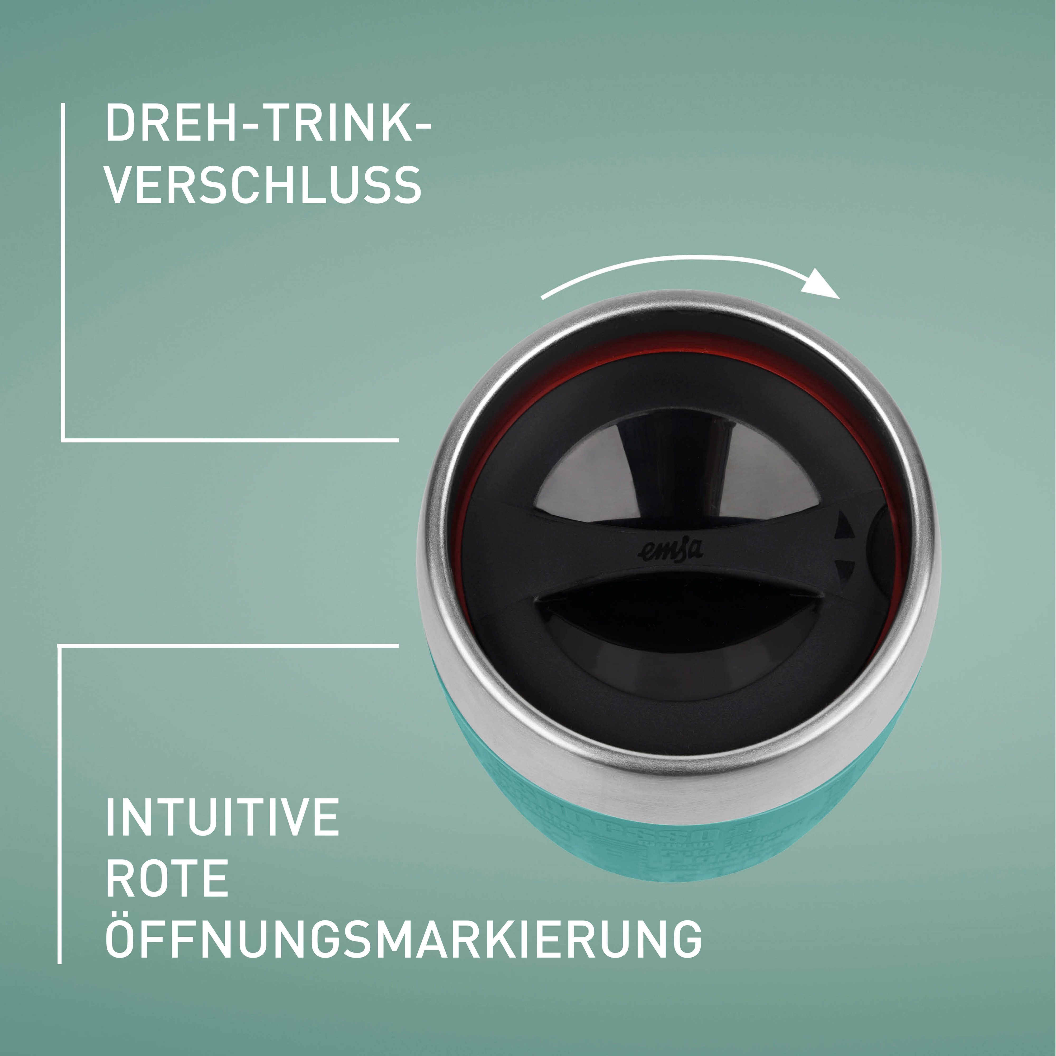 Emsa Thermosbeker Travel Mug 0,2 liter, roestvrij staal, drink- en ijsbeker, rubberen manchet (1-delig)