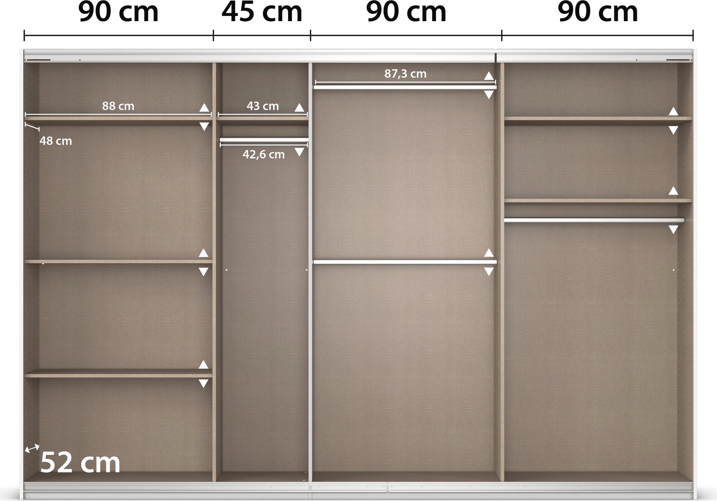 rauch Schuifdeurkast Kledingkast kast OTTO´S CHOICE garderobe AGORDO Top interieur, in 4 breedtes en 2 hoogtes MADE IN GERMANY