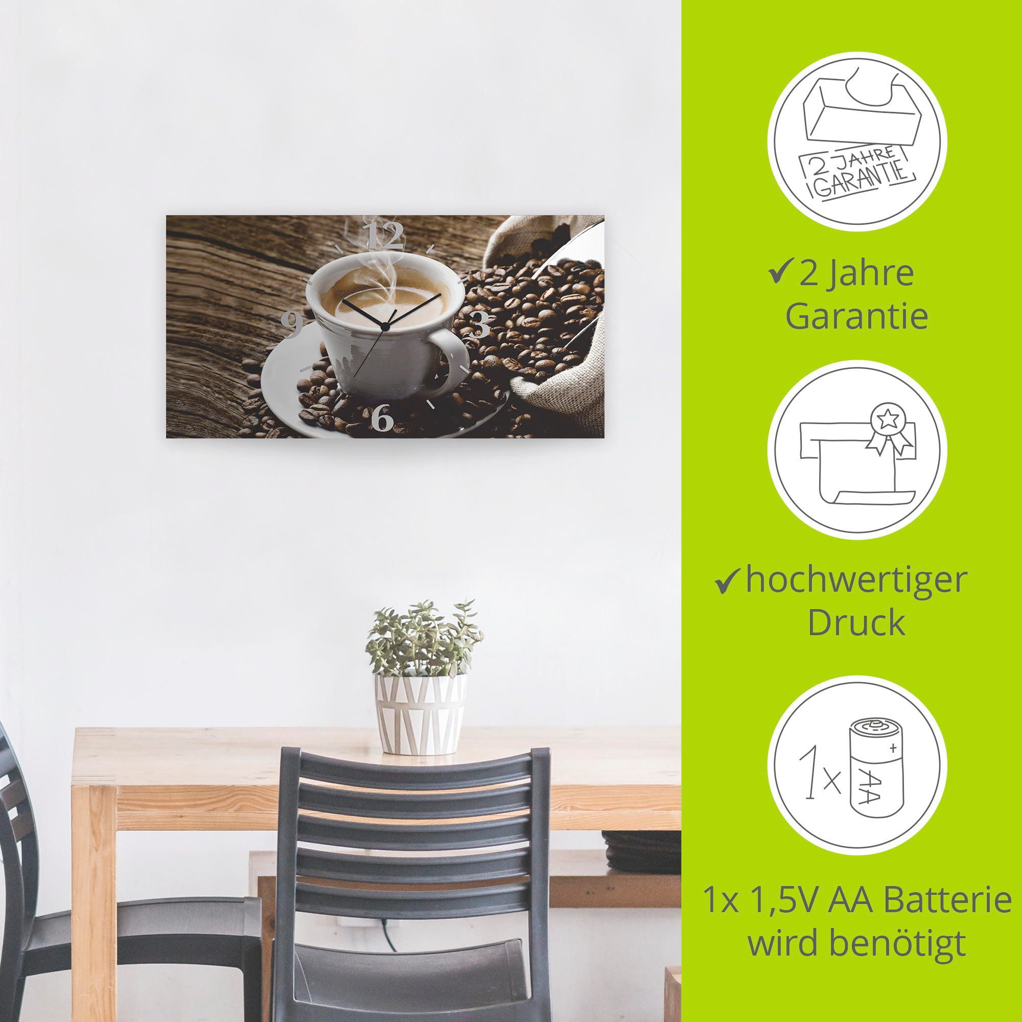 Artland Wandklok Hete koffie - hete koffie 3d-look geschulpt, met kwarts- of radiografisch uurwerk, verschillende maten