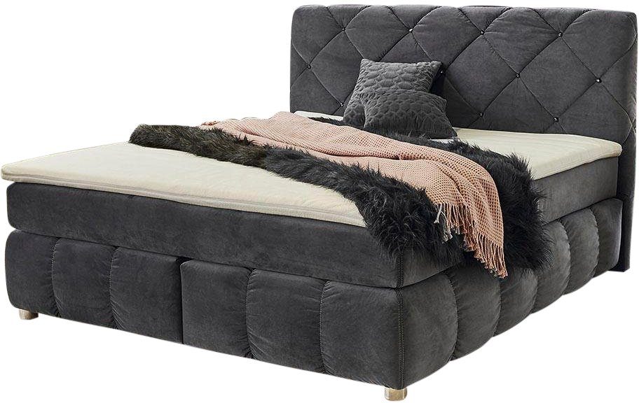 Jockenhöfer Gruppe Boxspring Bella te bestellen in 140 & 18 cm breedte met topmatras van koudschuim en rookglas-stenen