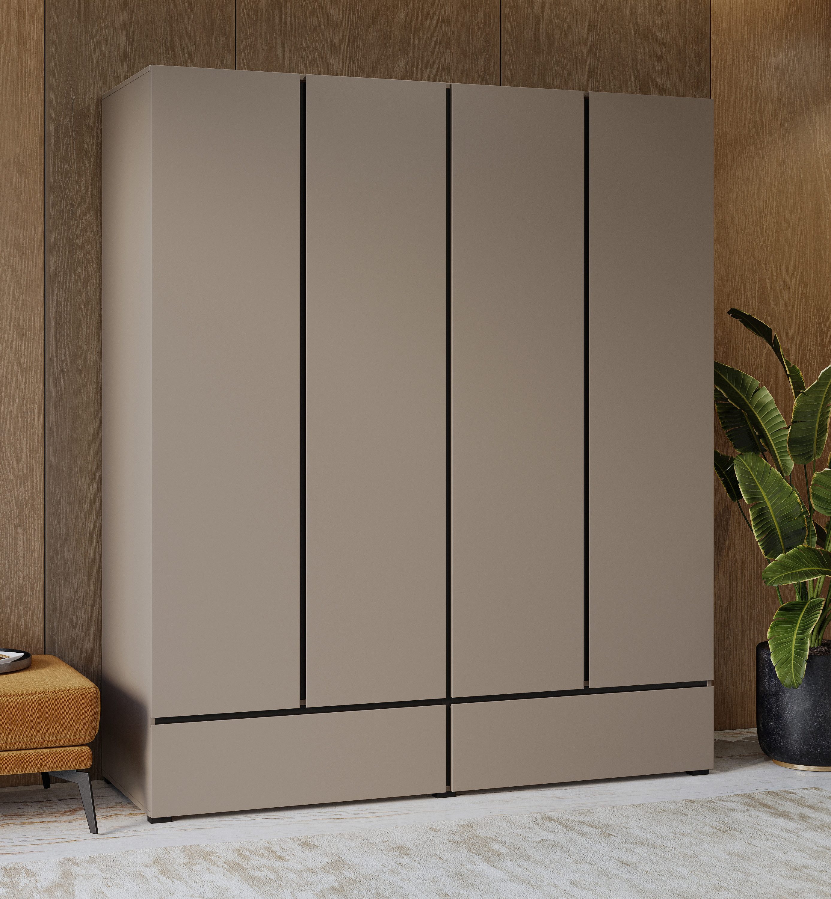 Home affaire Draaideurkast Cross, moderne greeploze kledingkast Lingeriekast met lade, garderobe, deuren