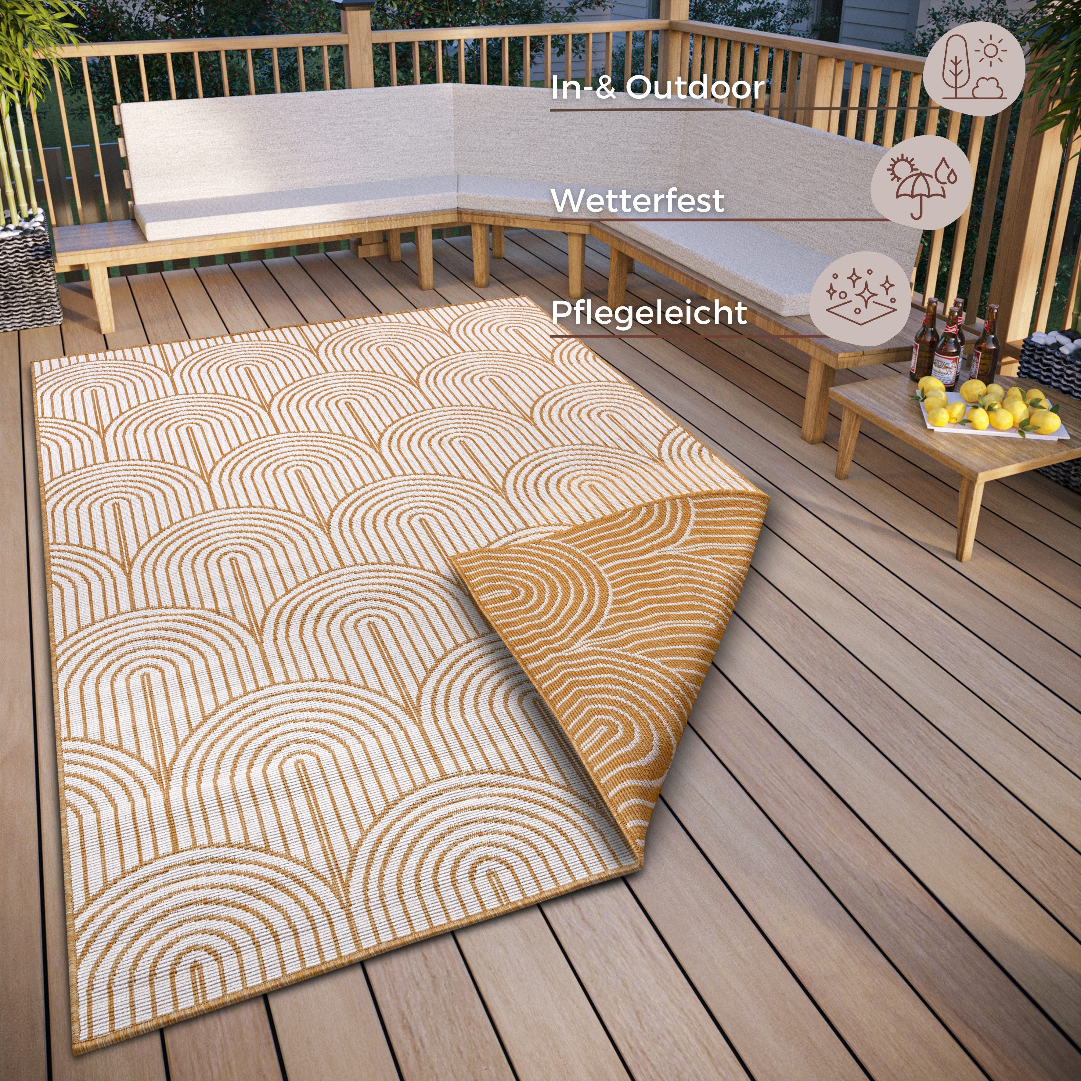 HANSE Home Outdoorkleed Pangli, omkeerbaar tapijt In- & outdoor, vloerkleed, weerbestendig, balkon, tuin, woonkamer, modern