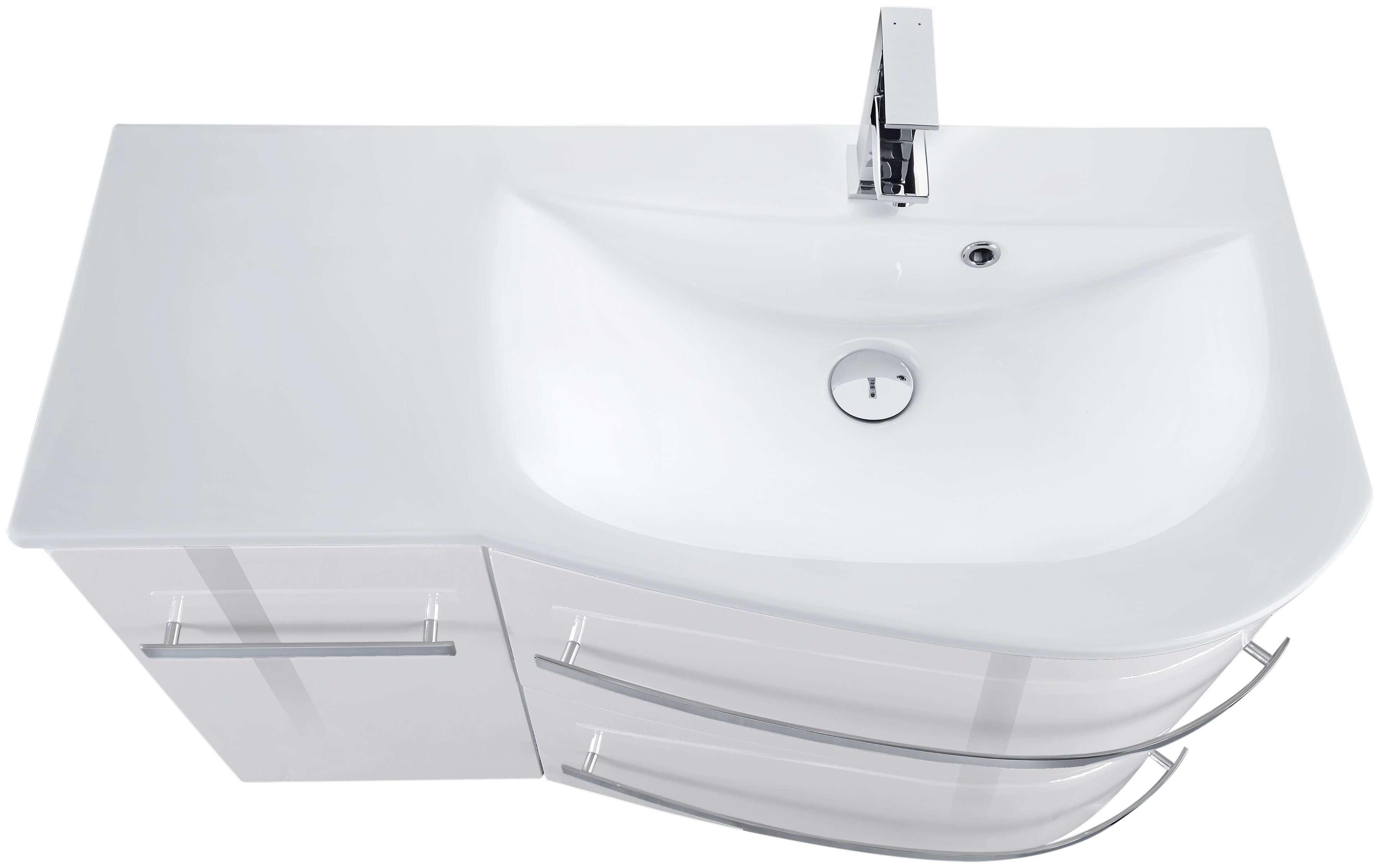 welltime Wastafelonderkast Oslo Breedte 90 cm, badkamermeubel met gebogen front, planchet links